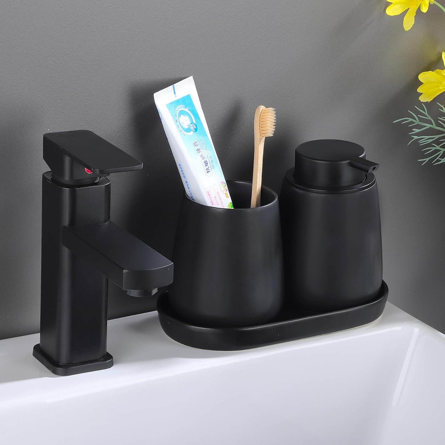 8'' Ceramic Vanity Tray / Black