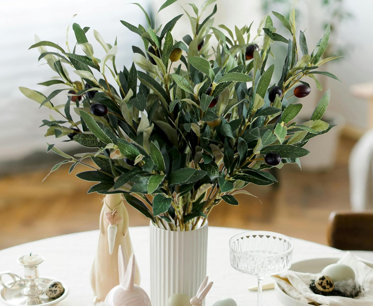 Artificial Olive Branches for Vases Faux Olive Tree Stems / 18.9 Inch / Set of 5