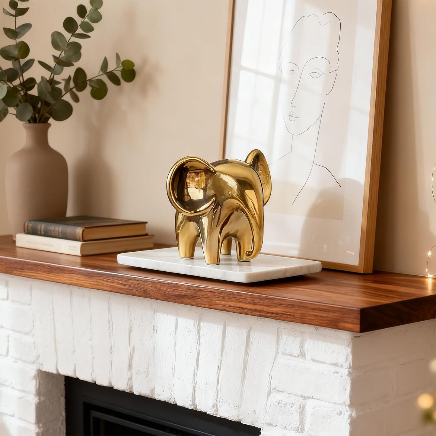 Ceramic Elephant Statue / Gold 1 / Female