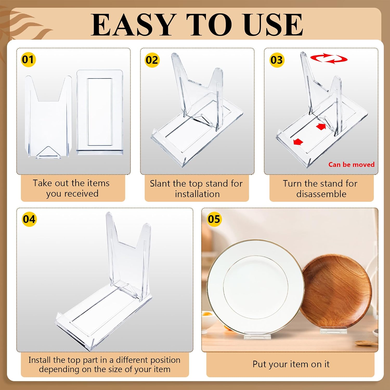 Acrylic Adjustable Desktop Book Stand & Display Easel for Tablet Phone Clutch / Clear / Set of 12