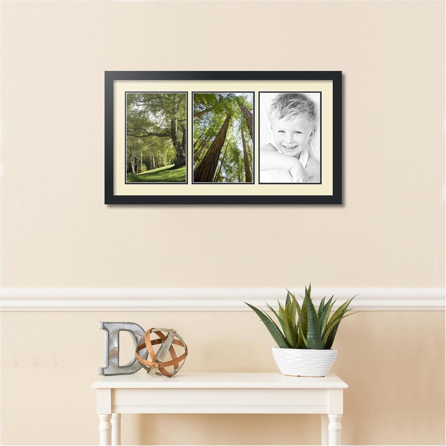ArtToFrames Collage Picture Frame 3 Opening 3-8x12 Photo Frame | Made in USA | Black Frame Oyster and Black Mats | Wall