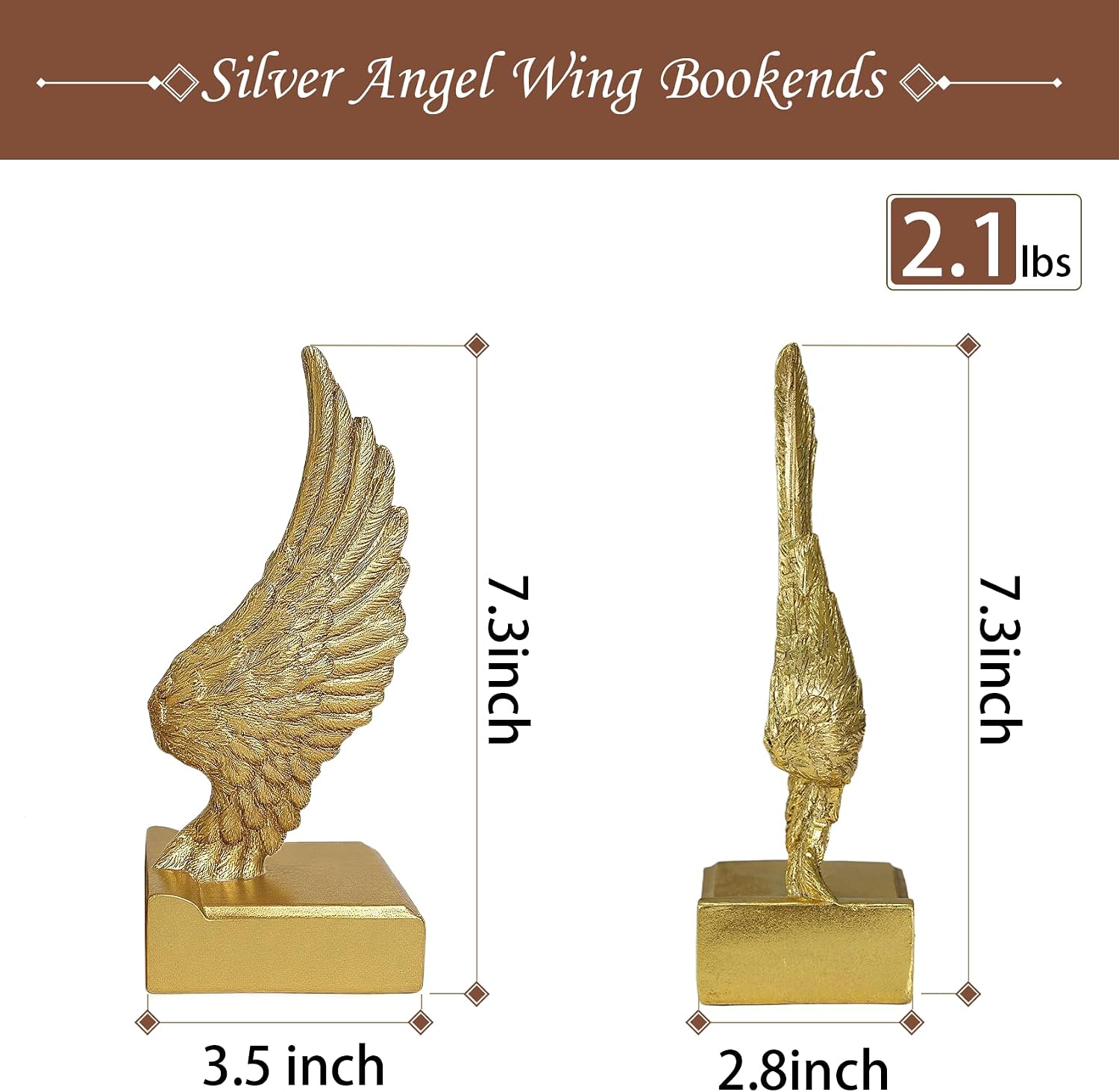 Vintage Gold Bookends / Gold Angel Wings