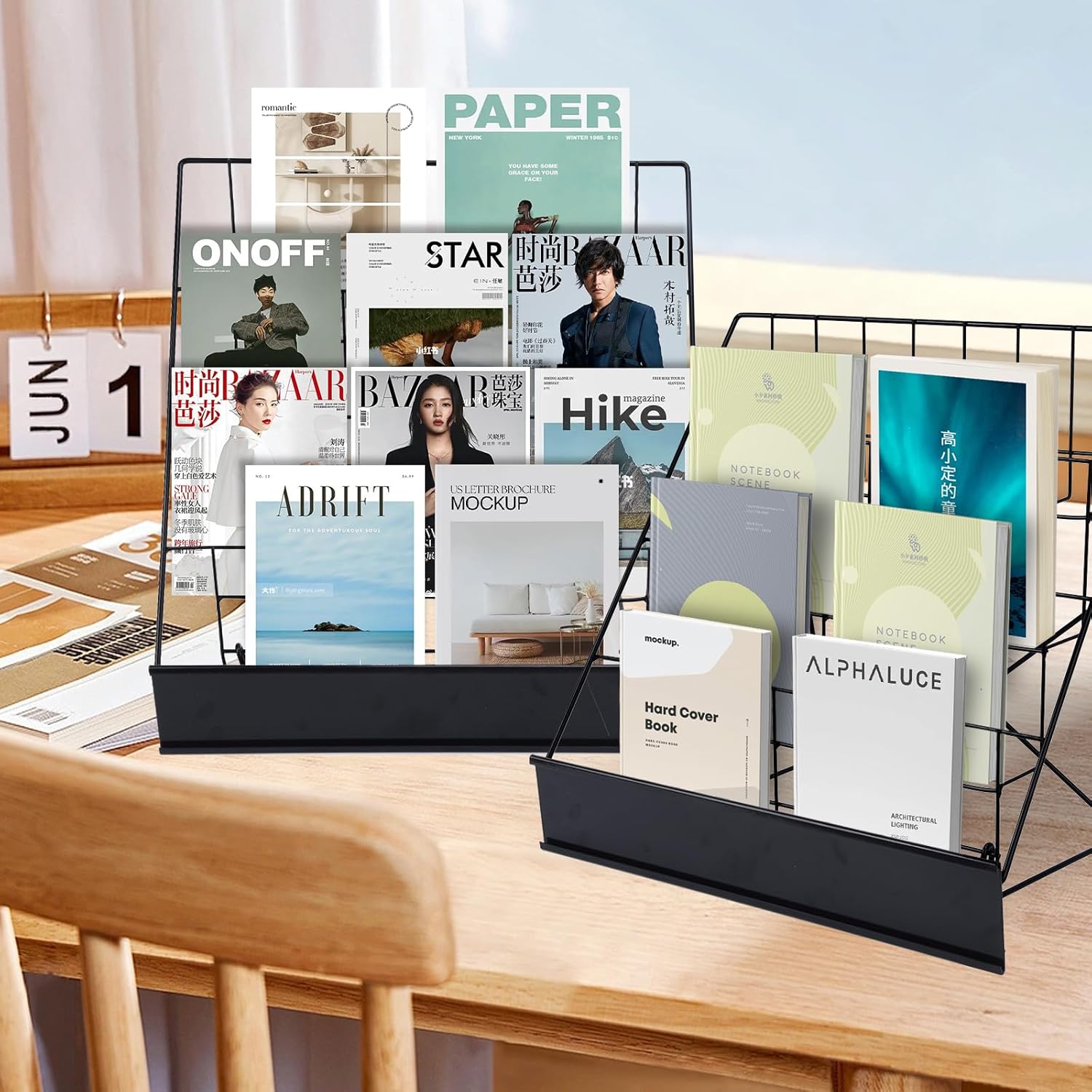 Book Signing Rack,Library Classroom Picture Literature Brochure 4 Tiered | Tabletop Magazine Display Racks,Comic Book
