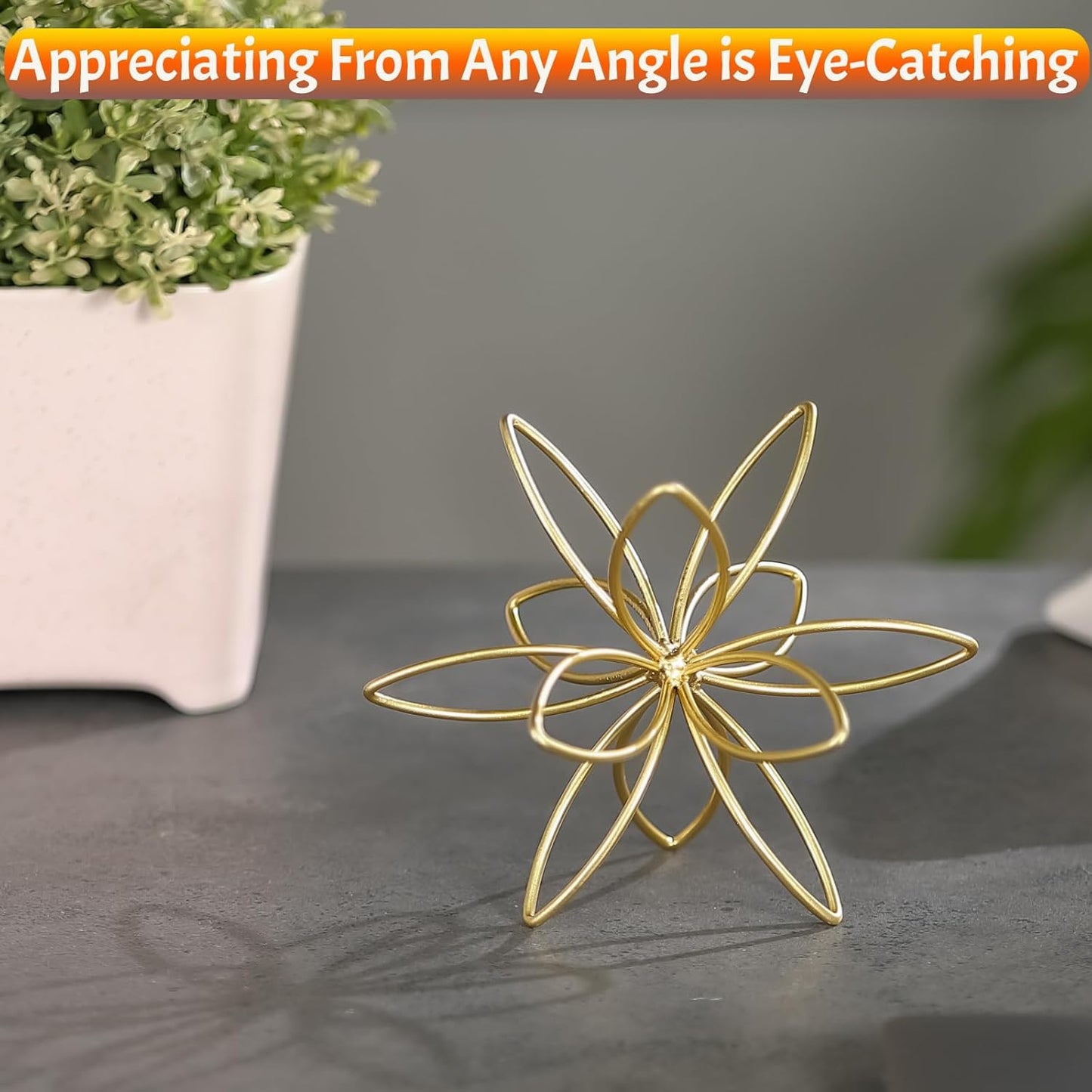 Metal Handmade Floral Decorative Sculpture / Golden-4.25in / Gold