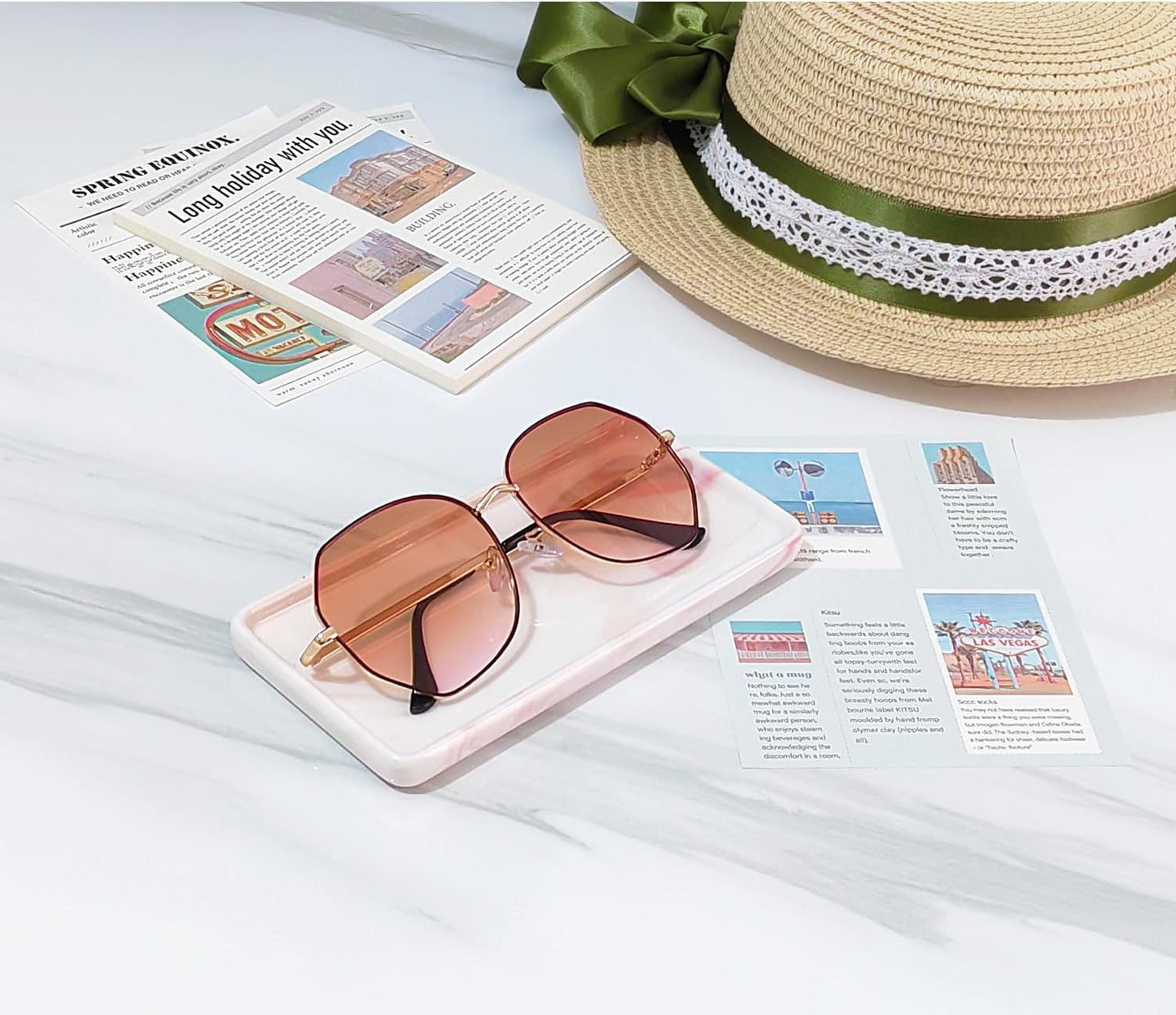 Tiny Ceramic Countertop and Vanity Tray for Cosmetics / 6.4 x 3 x 0.5 / Pink