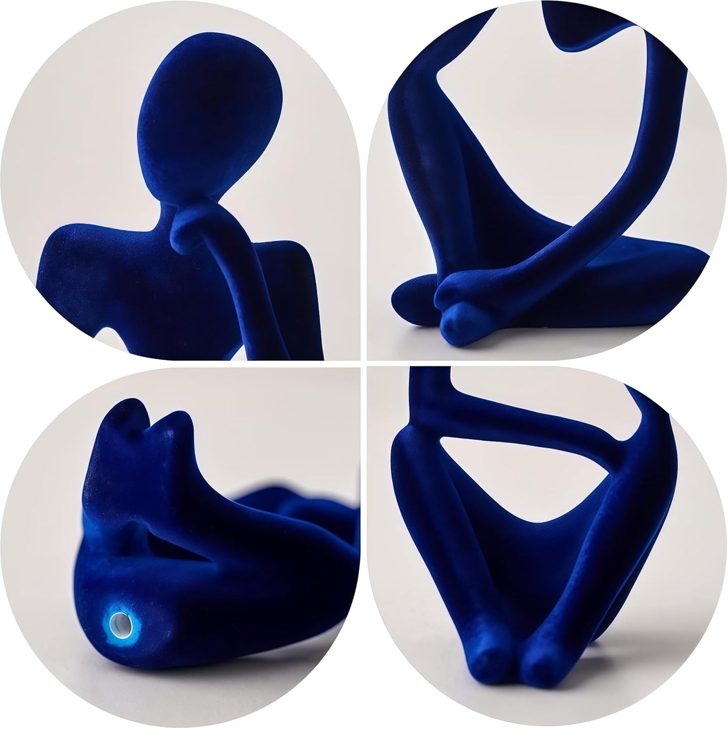Thinker Statue Home Decor-Bookshelf & Living Room&Mantel-Collectible / Flocking Blue / Set of 3