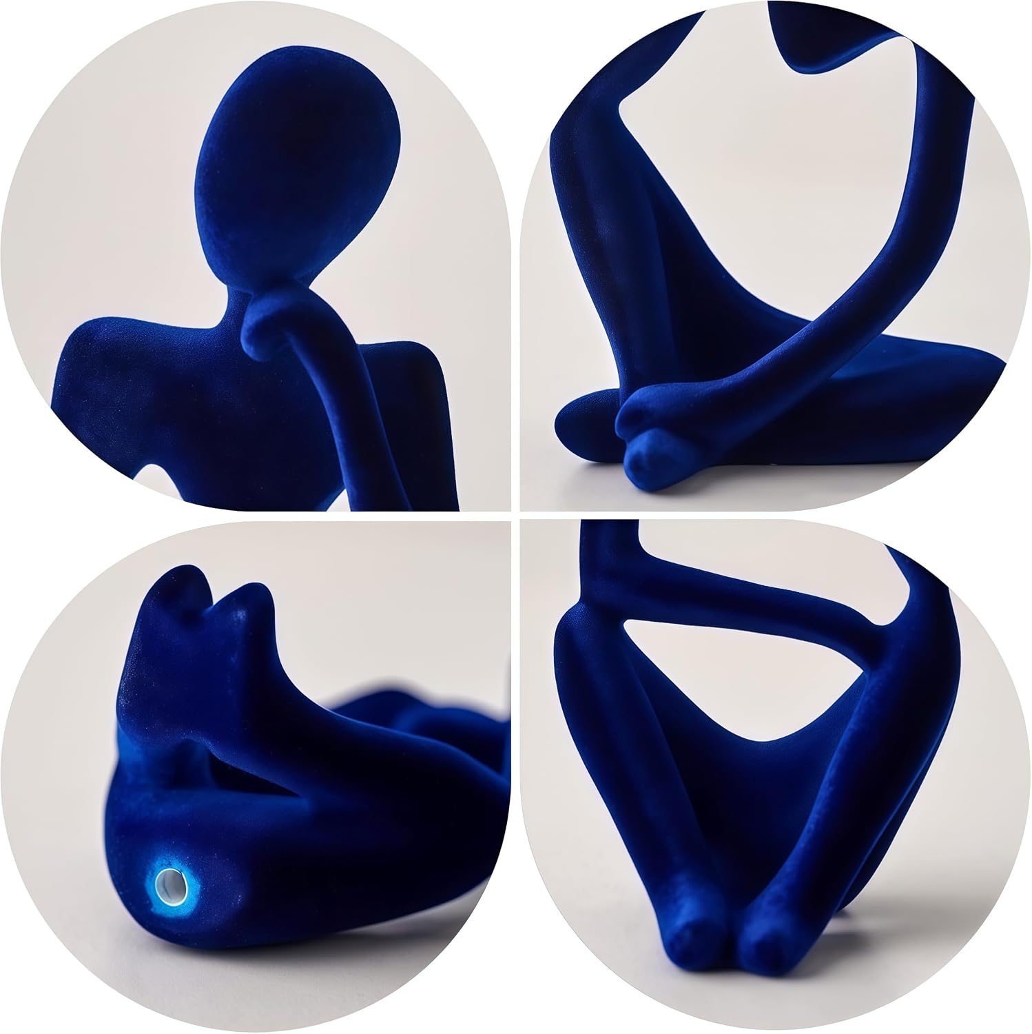 Thinker Statue Home Decor-Bookshelf & Living Room&Mantel-Collectible / Flocking Blue / Set of 3