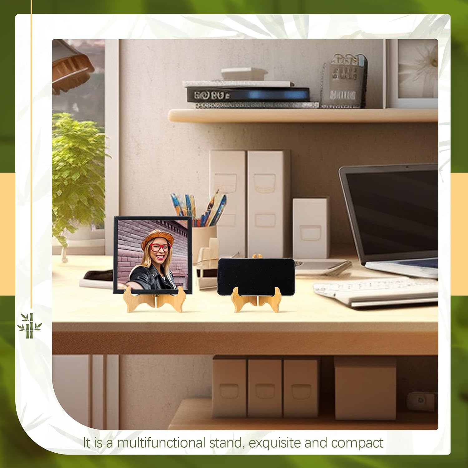 Packs Wooden Display Stand Decorative Plate Stands for Display Picture Frame Holder / Wood / 4 Inch