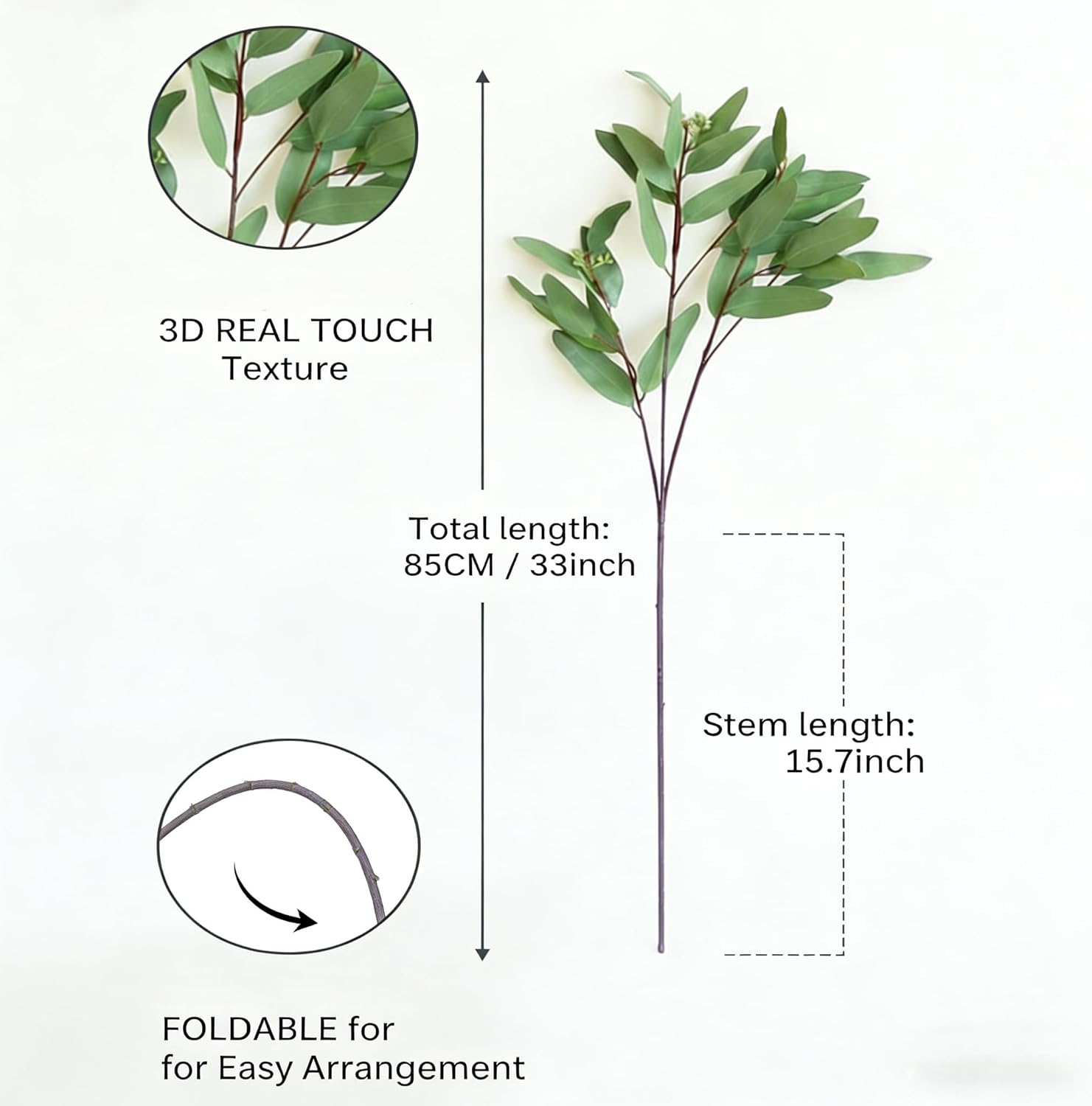 Faux Seeds 31'' Tall Fake Plants Leaves Olive Tree Branches / Eucalyptus with Seed / Set of 3