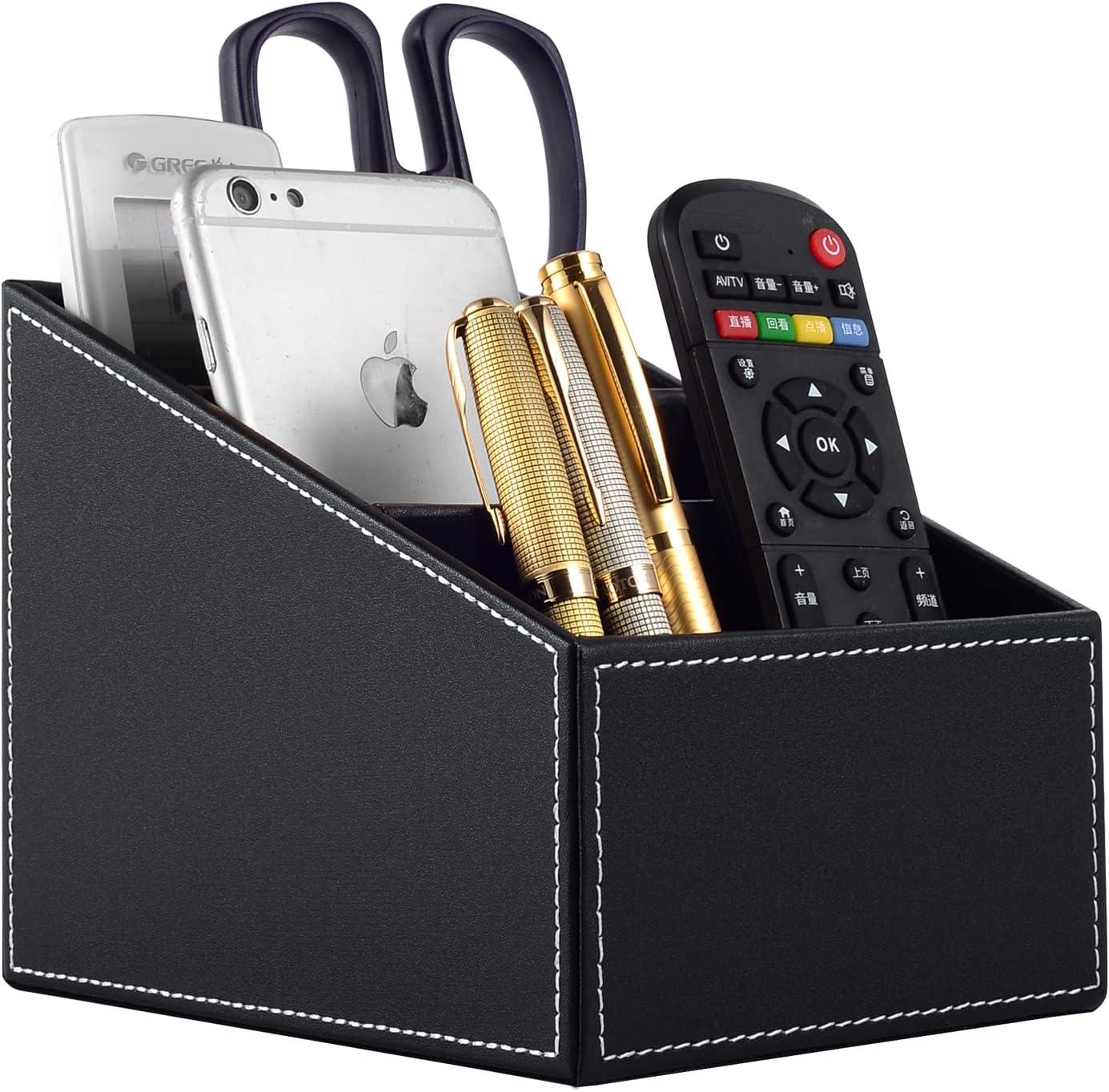 Fashionable PU Leather TV Remote Control Holder / Black