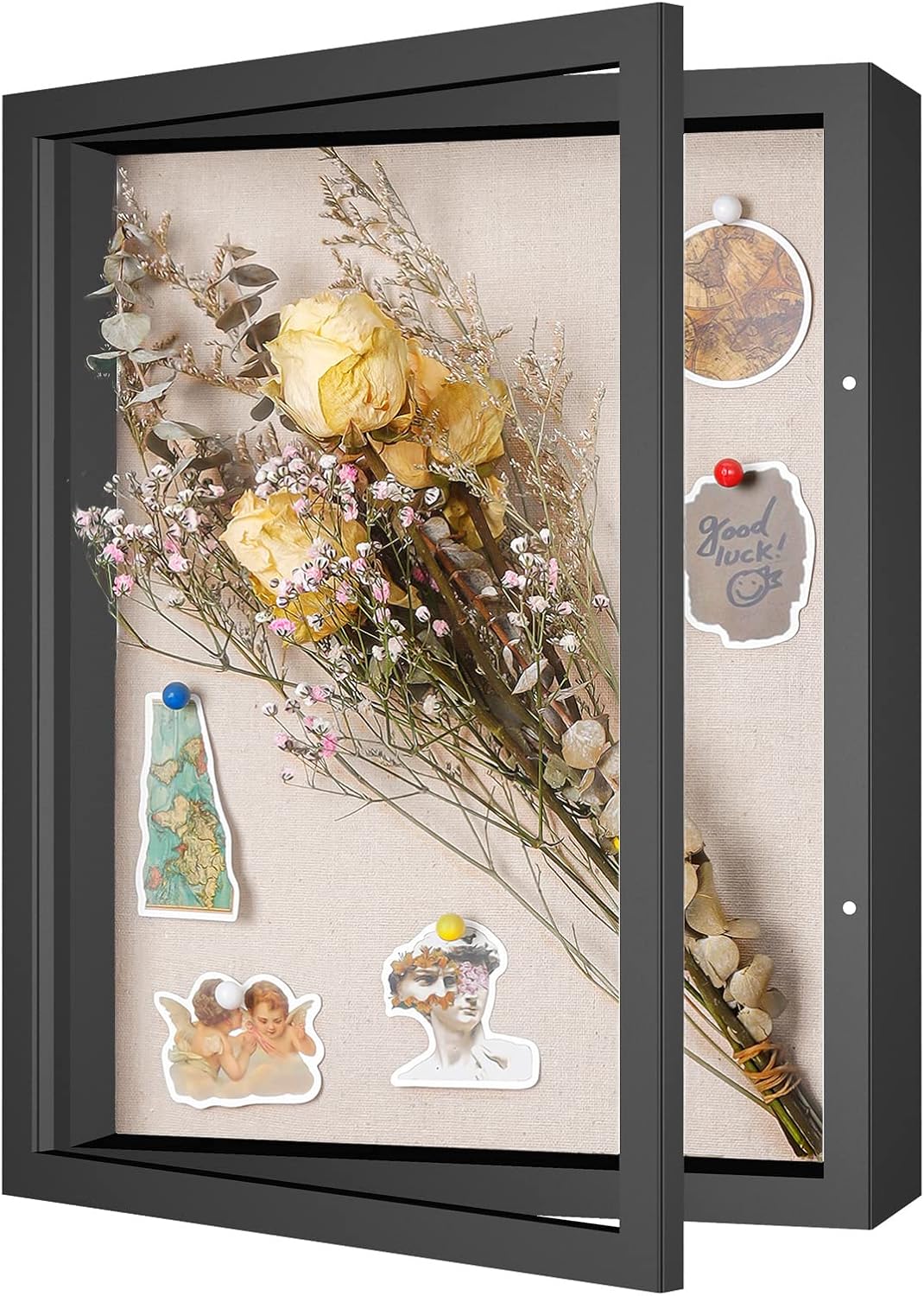 2 Packs 11x14 Shadow Box Frame with Linen Back - Sturdy Rustic Memory Display Case of Flower, Pictures, Medals and