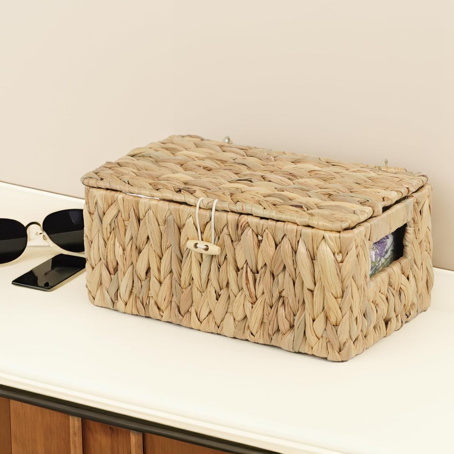 Wicker Basket / Rectangular Woven Basket / Small / Natural