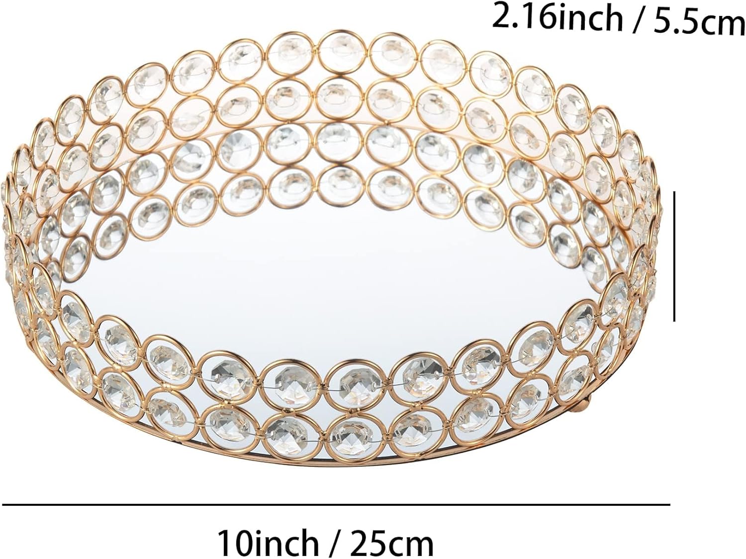 Crystal Perfume Tray Makeup Cosmetic Vanity Organizer Jewelry Trinket Display Storage / Gold