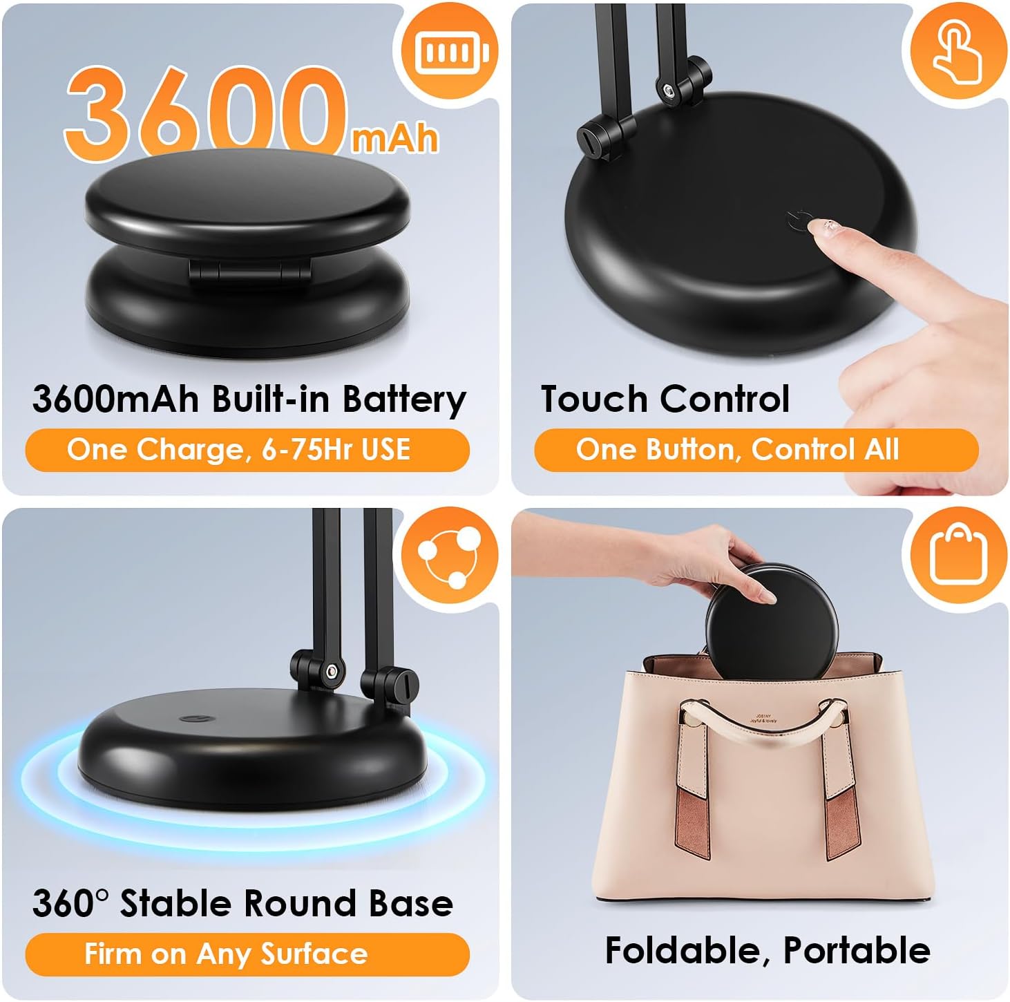 One Fire Cordless Lamp, 3600mAh Battery Operated Lamp, Rechargeable Lamp | 3600mAh Battery, 200H Use, 10 Brightness
