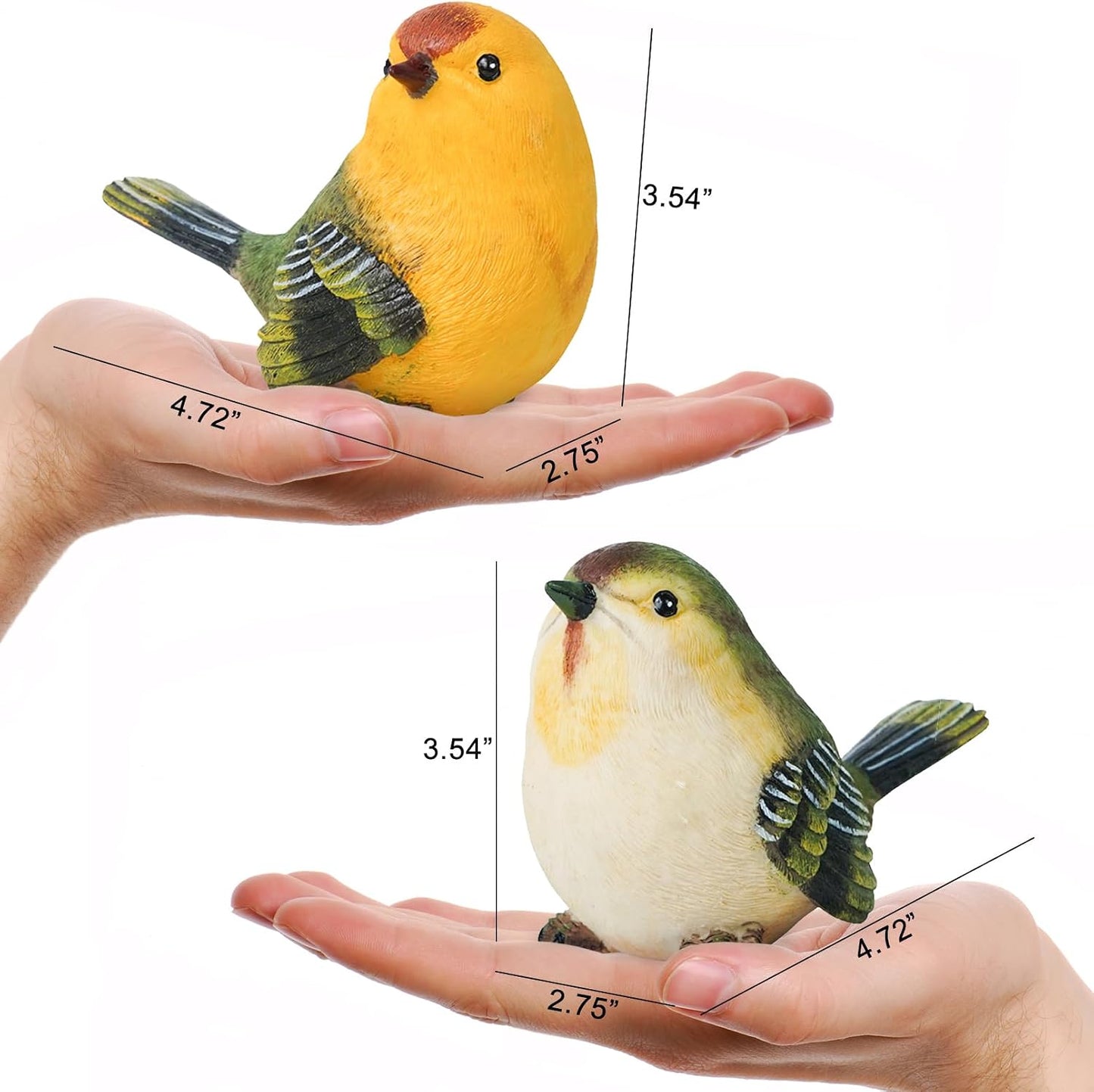 Birds Statue / Small Decorative Birds Figurine / Realistic / Set of 2