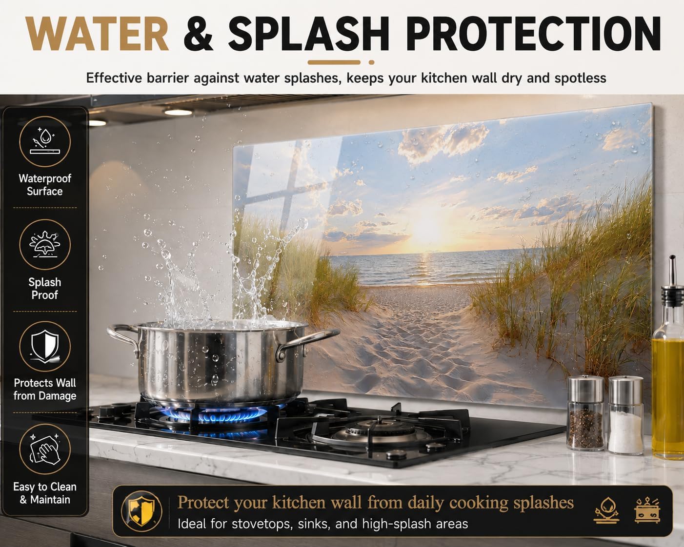 beach Glass Backsplash / 30"L x 18"W