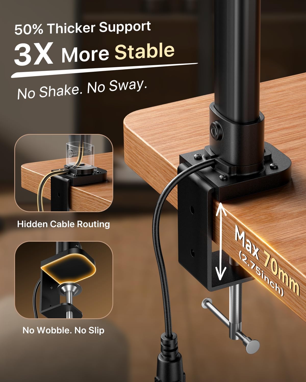 ONEMIX LED Desk Lamp with Clamp, 42-Inch 4-Panel Light for Dual Monitors | 1800 Lumens, 4 Adjustable Panels, 5 Color