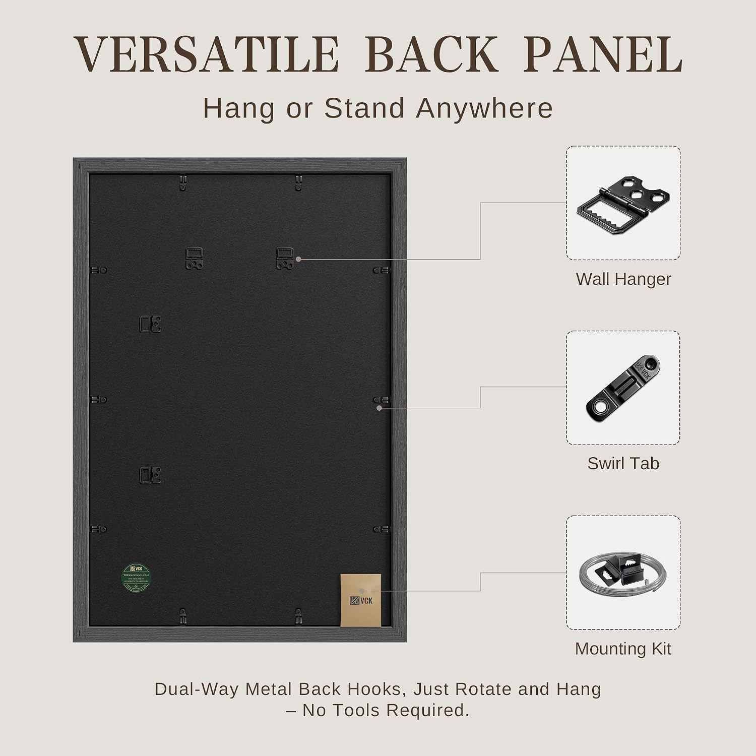 VCK 20x30 Poster Frames Set of 3, Grey Woodgrain, Wall Hanging | Wide Border, Exclusive Woodgrain, Shatterproof