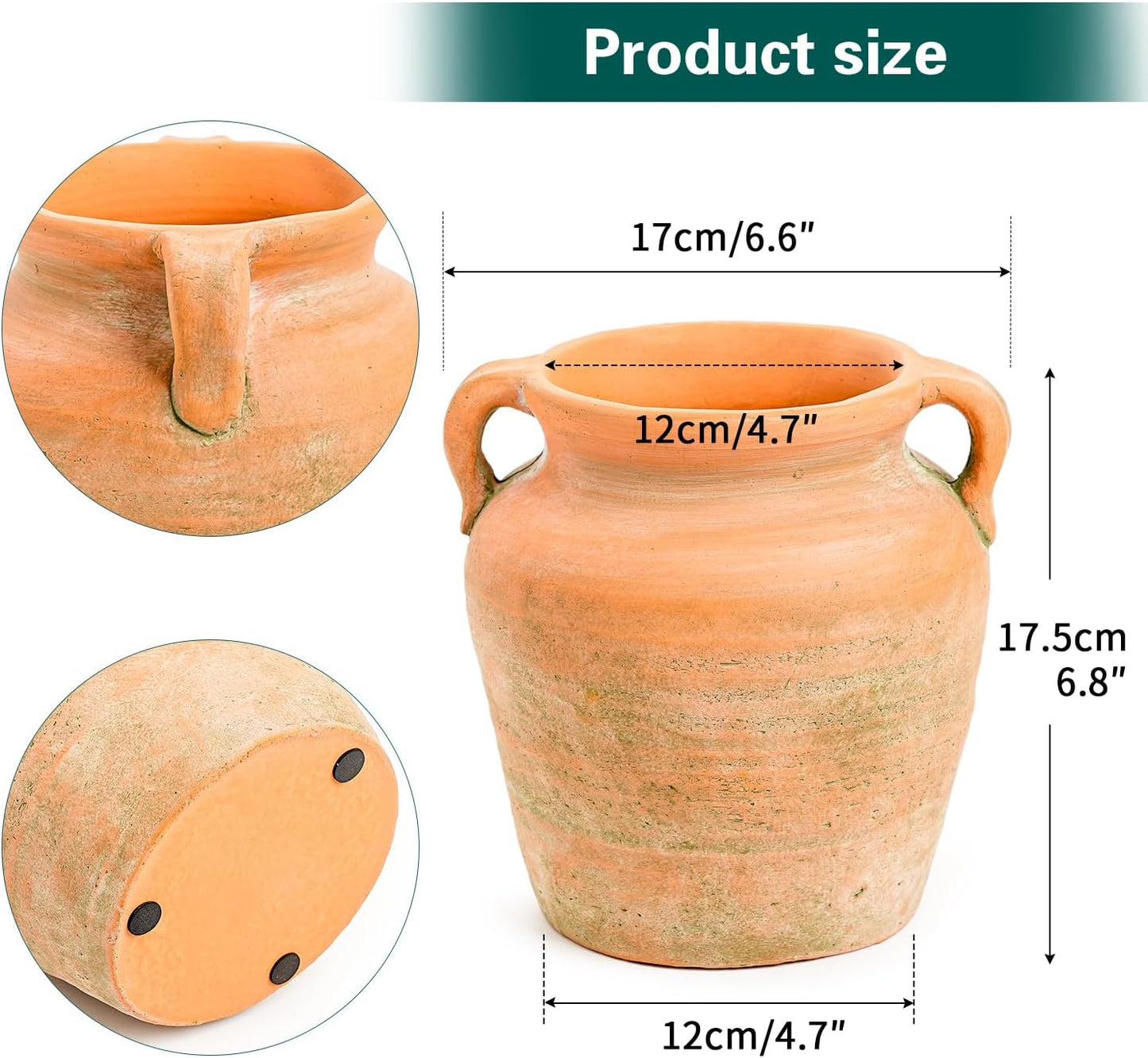 Rustic Ceramic Flower Vase / Style 2 - 6.8 Inch Tall / 7 Inch