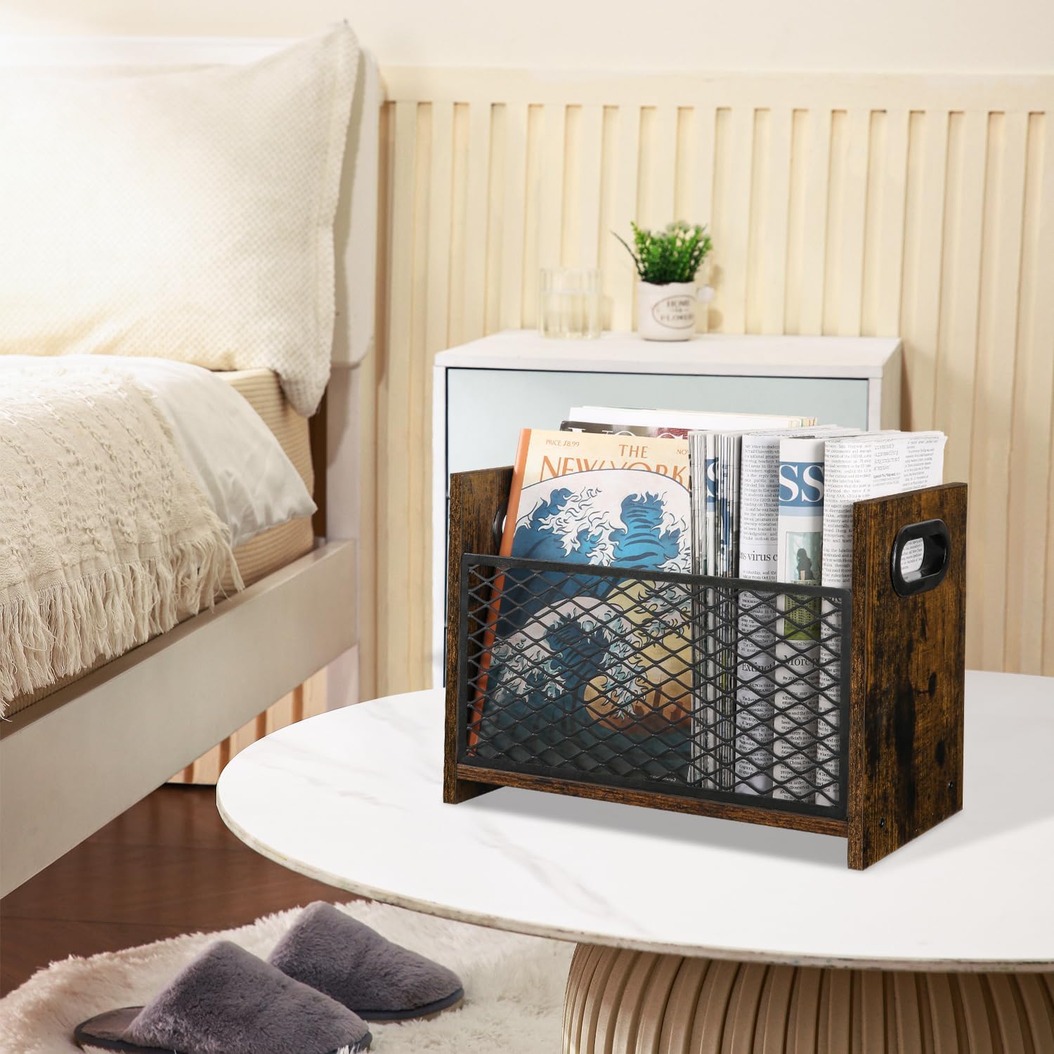 YINMIT Magazine Holder, Magazine Rack Floor, Magazine Storage Basket, File Holder Organizer, Folder Organizer for