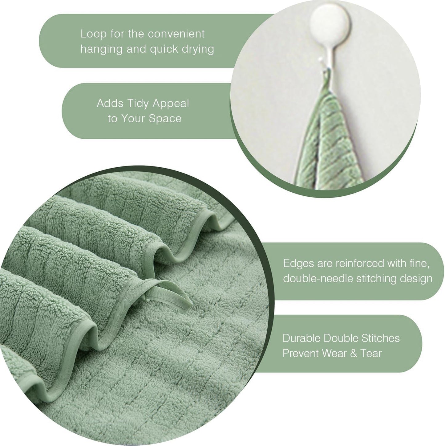 18 Piece Family Bath Towel Set Include 6 Bath Towels,6 Hand Towels and 6 Washcloths Soft Bathroom Towel with Hanging
