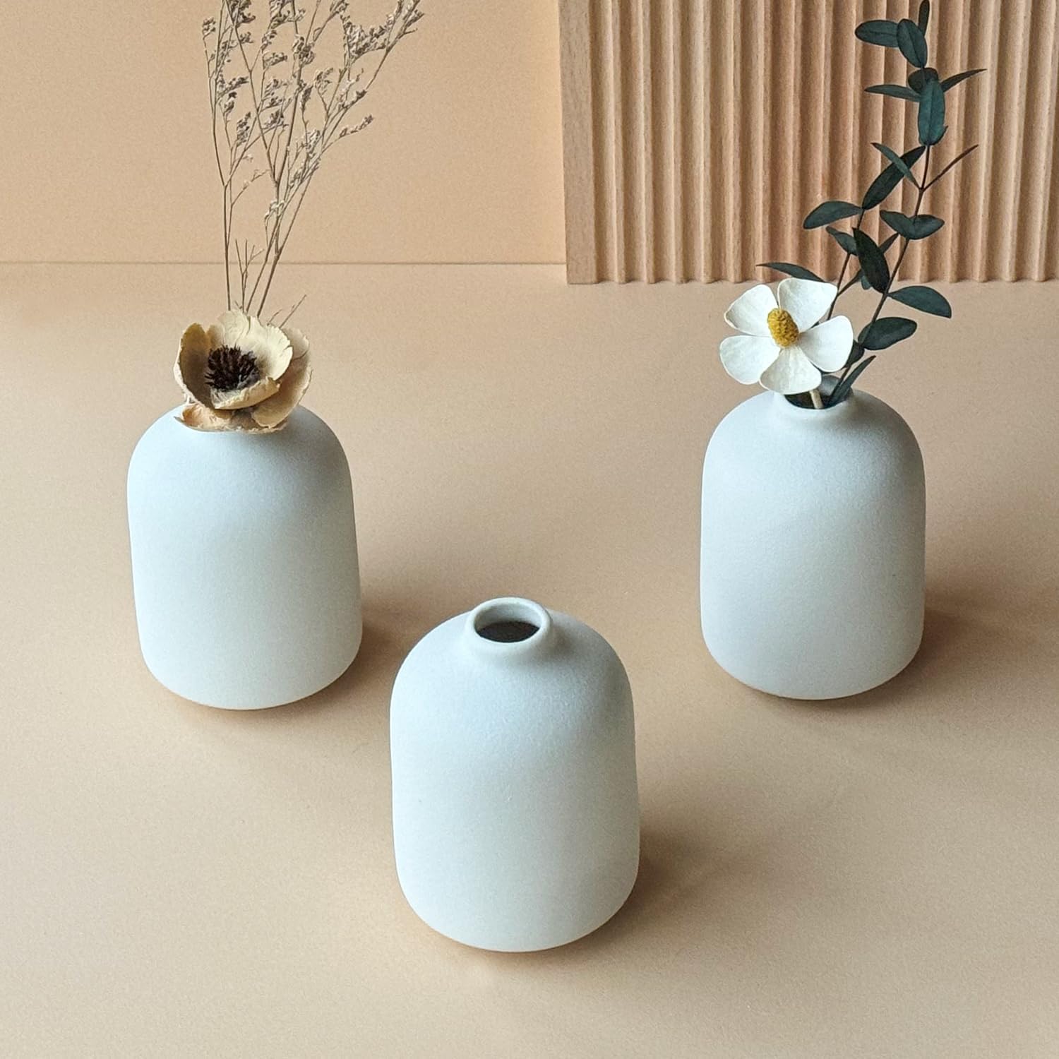 Modern White Small Ceramic Vase / White - Style 5 / Set of 12