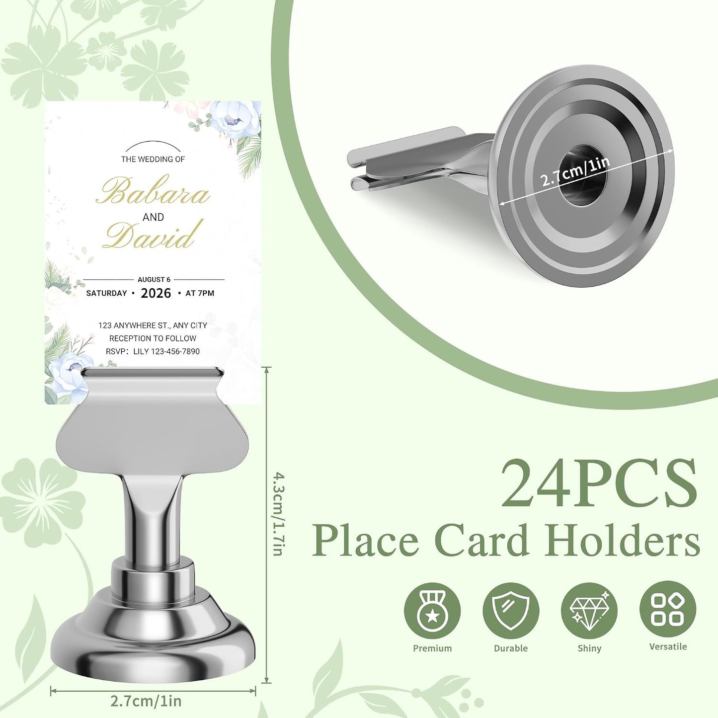 Urban Deco 24 Pieces Table Card Holder Place Card Holders 1.7 inches Gold Steel Card Holders for Photos, Food Signs