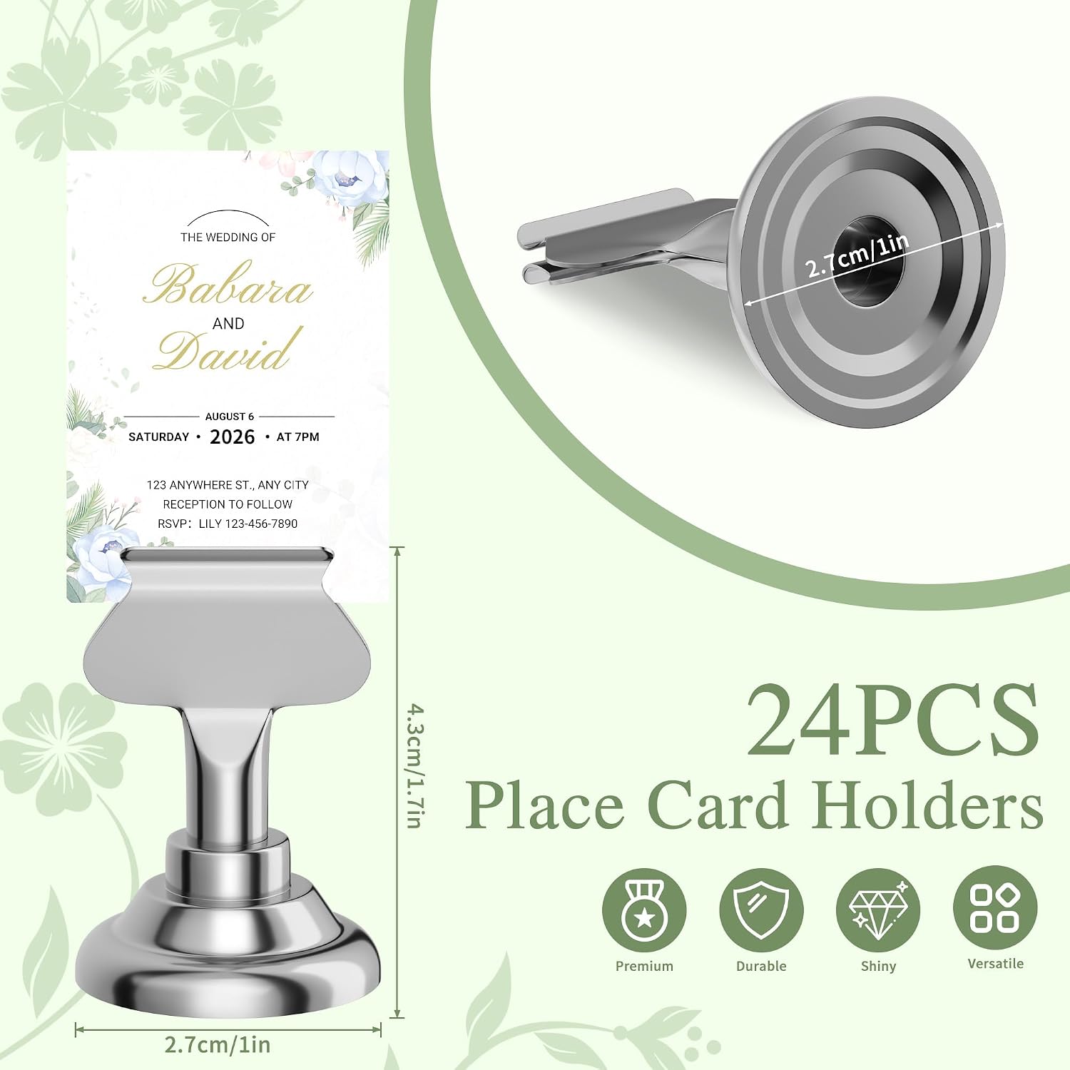 Urban Deco 24 Pieces Table Card Holder Place Card Holders 1.7 inches Gold Steel Card Holders for Photos, Food Signs