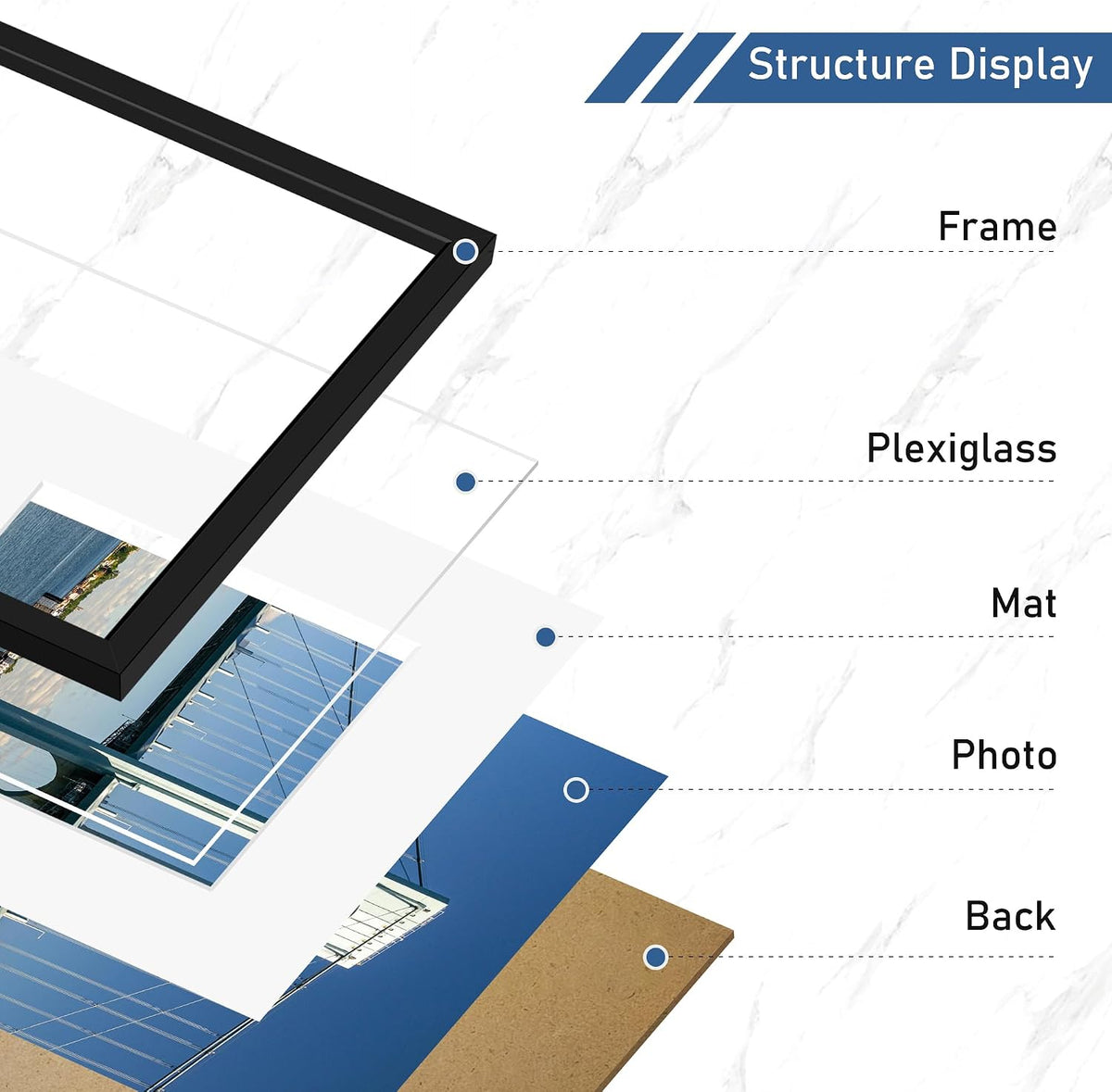 Wiscet 10x13 Picture Frame Set of 4, for Wall Mounting, Black | Display Picture 9x12 with Mat or 10x13 Poster Frame
