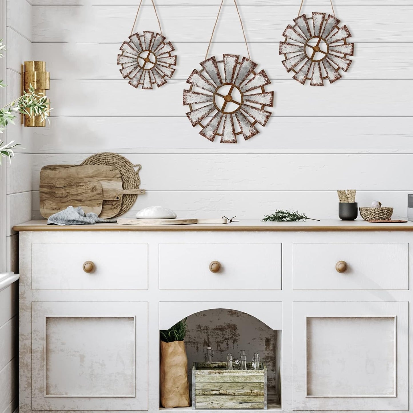 Wood Windmill Wall Decor Hanging Decoration Wooden Windmill Kitchen Decor / Farmhouse / Set of 3