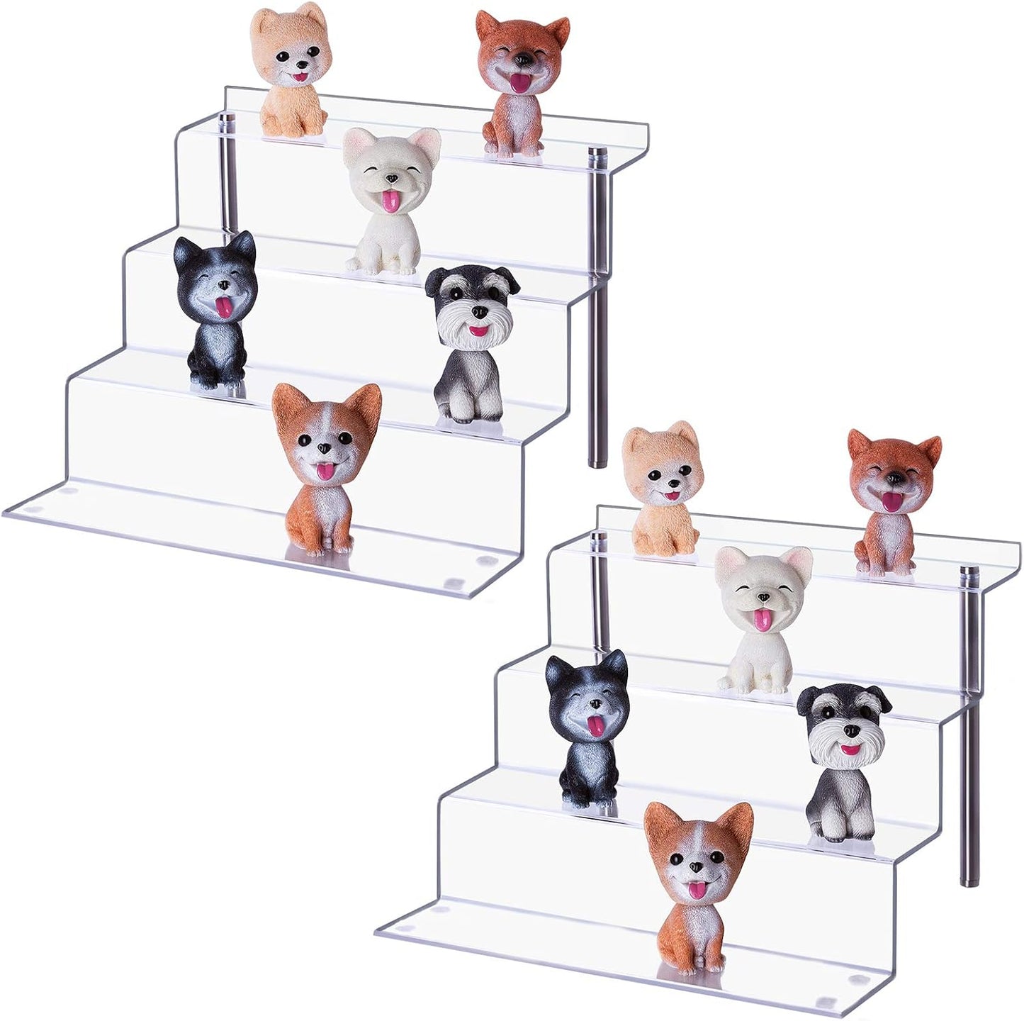 12 x 9 inch Clear Acrylic Display Riser, 4-Step, 2 Pack | Perfume Organizer & Cupcake Stand Shelf, Space-Saving for