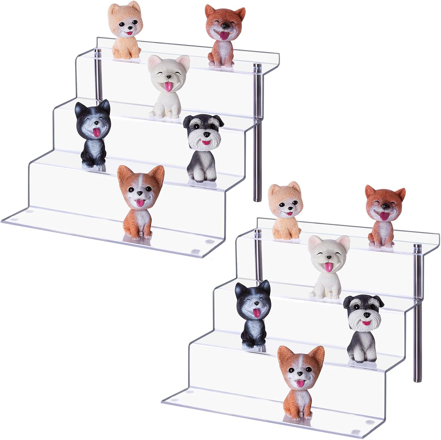 12 x 9 inch Clear Acrylic Display Riser, 4-Step, 2 Pack | Perfume Organizer & Cupcake Stand Shelf, Space-Saving for