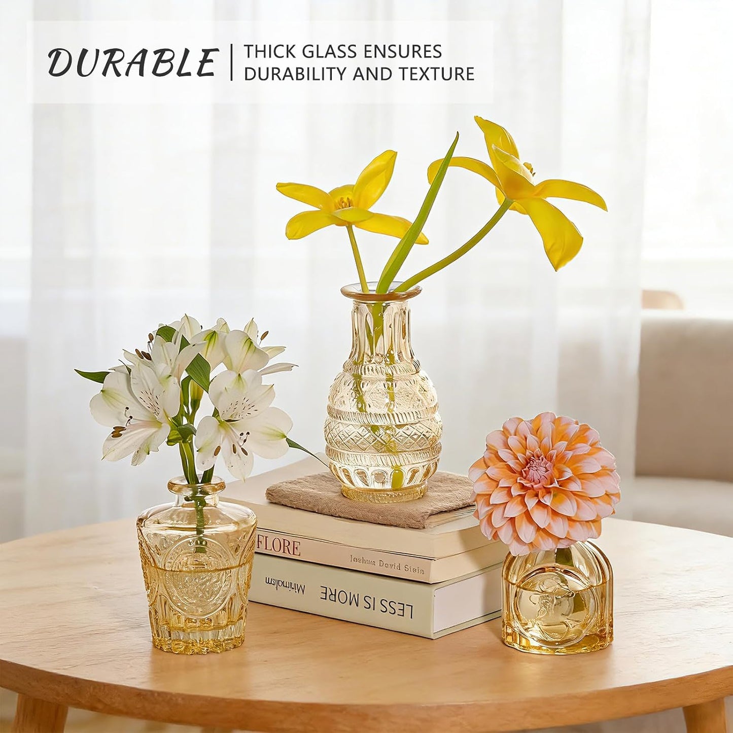 Glass Bud Vase Set / Goldamber / Set of 16