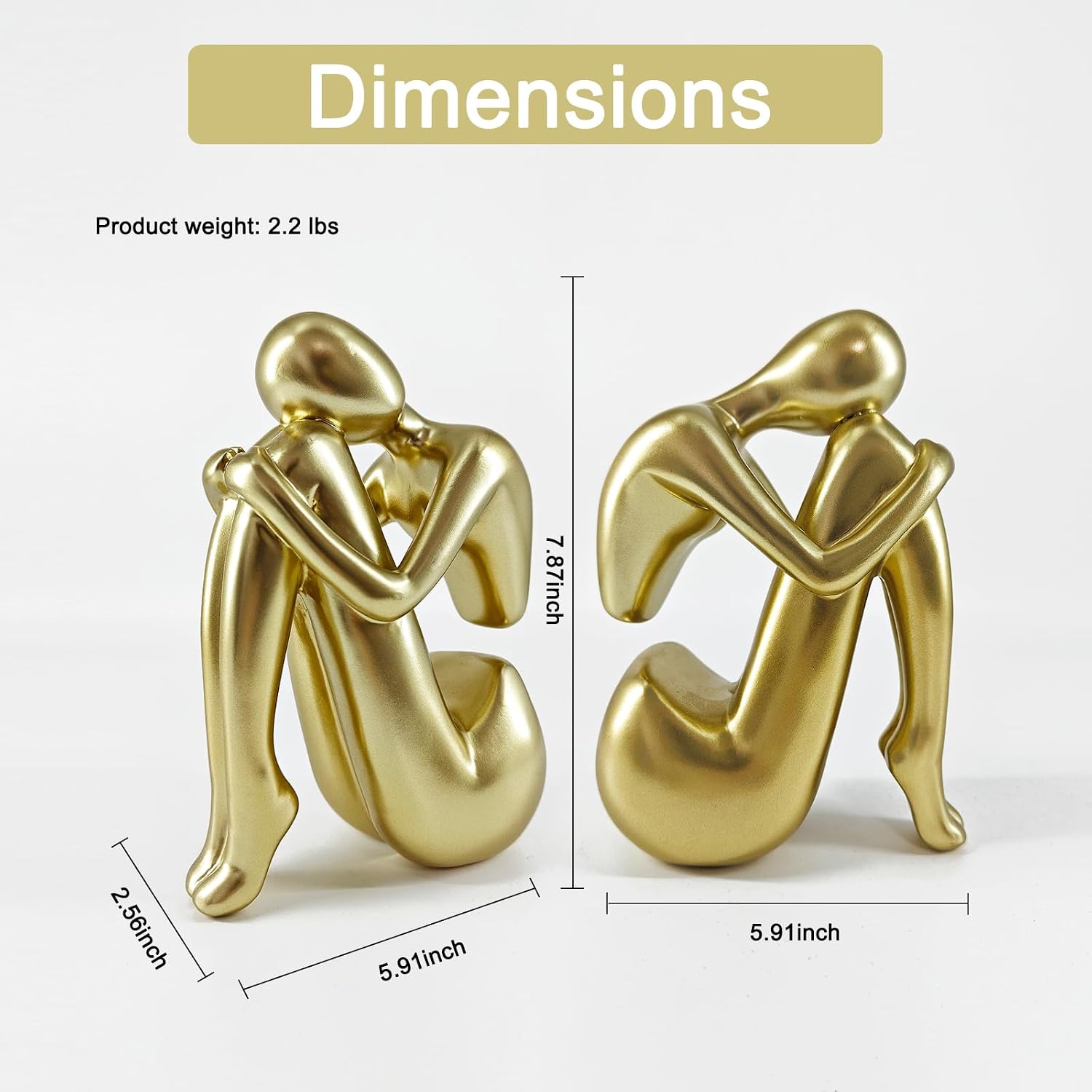 Modern Decorative Resin Book Ends for Heavy Books / Golden