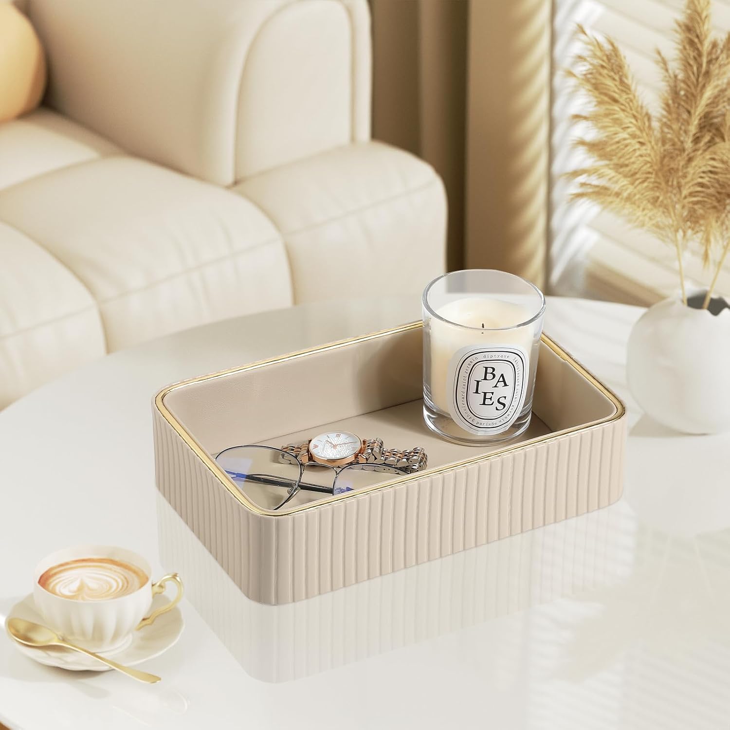 Desk Organizer Tray / Beige / 9.5 x 6 x 2.2