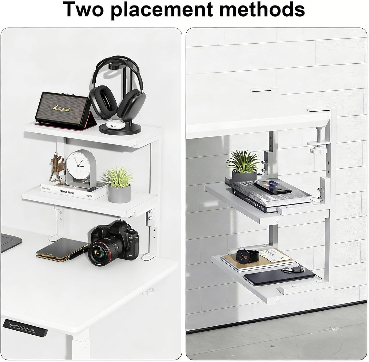 2-Tier Desk Shelf | Desk Organization Expandable Clamp on Desk Shelf Desktop Accessories for Offices and Game Rooms