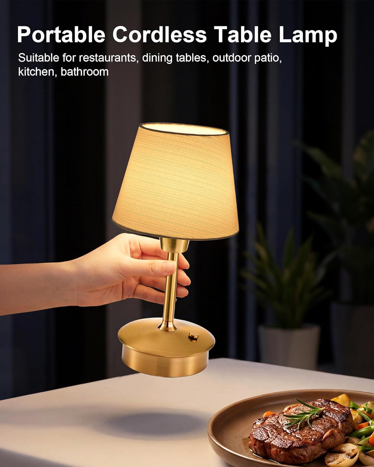 UMEXUS 9.8'' Small Cordless Table Lamp, 5200mAh Battery Operated Touch Lamp | Rechargeable Dimmable Warm Light for