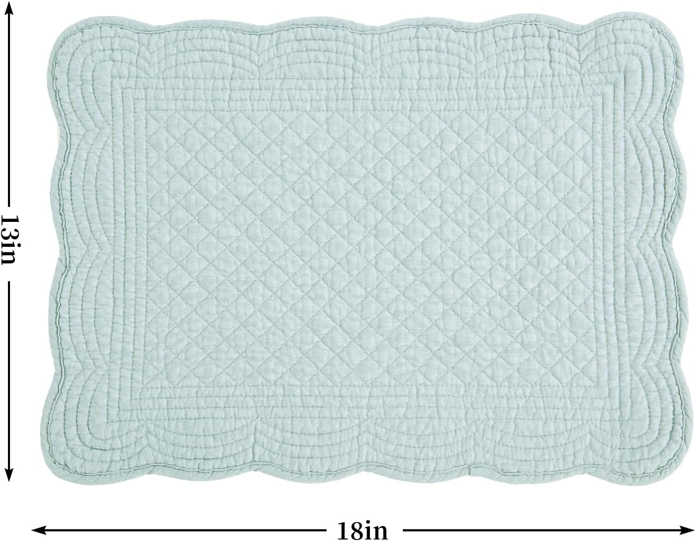 HOMBYS Quilted Placemats Set of 6 Washable-13x18 inches Rectangular Placemats for Kitchen Table-100% Cotton Fabric