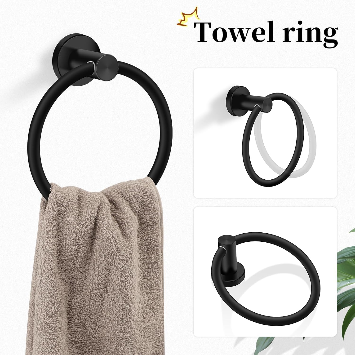 Matte Black Bathroom Hardware Set, Modern 24-Inch Towel Bar Set Wall Mounted, Towel Rack Set Black,Stainless Steel