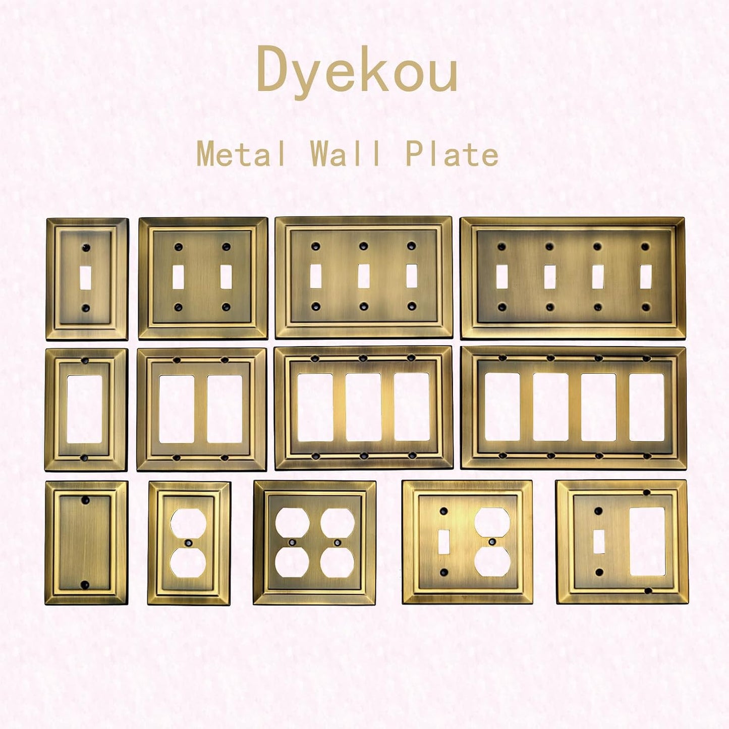 Metal Wall Plate for Light Switch, Applicable to Single Toggle, 6 Pack | Decorative Antique Brass Light Switch Cover