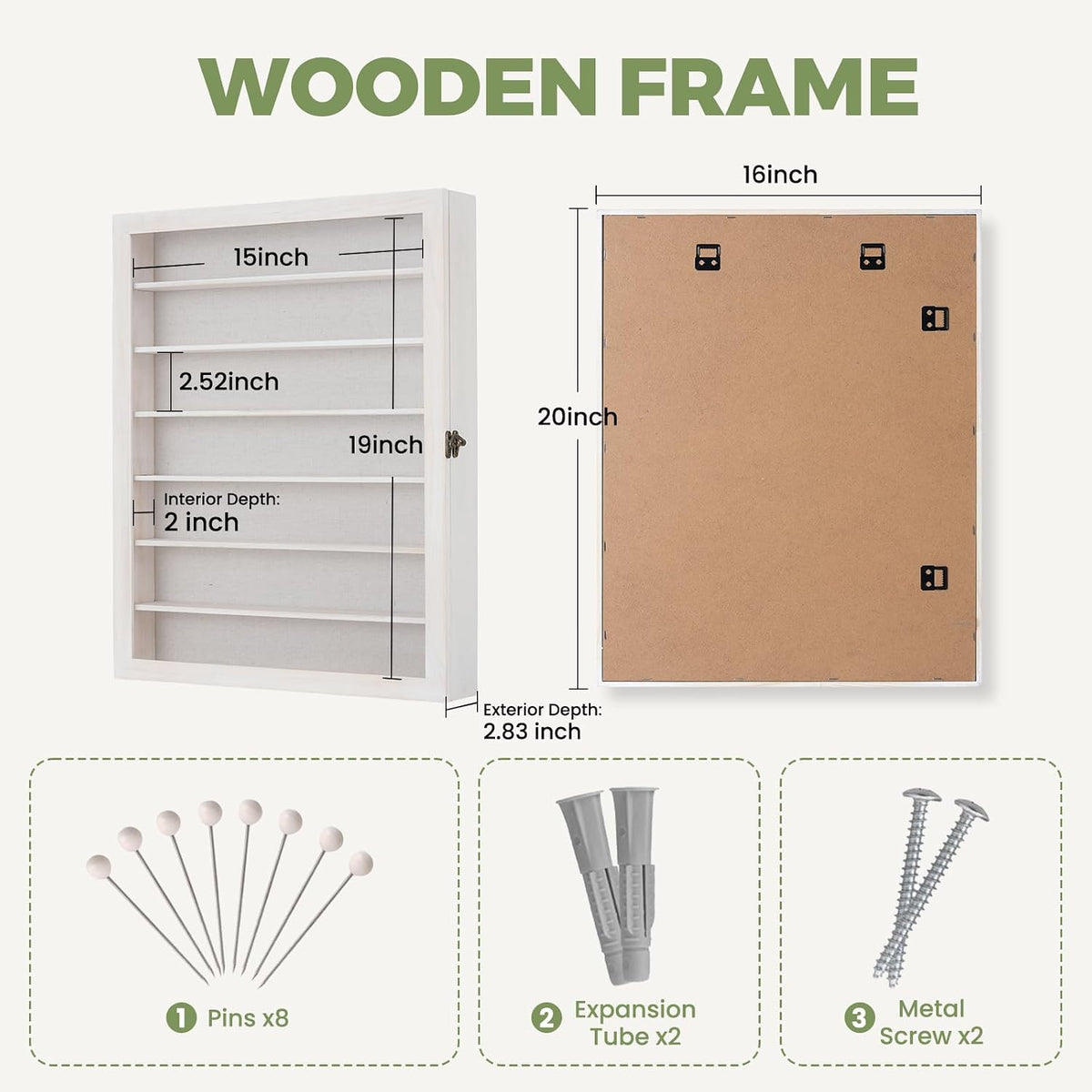 Muzilife 16x20 Shadow Box Wood Picture Frame with Shelves, 2.83 Deep, White | FSC-Certified Solid Pine | Removable