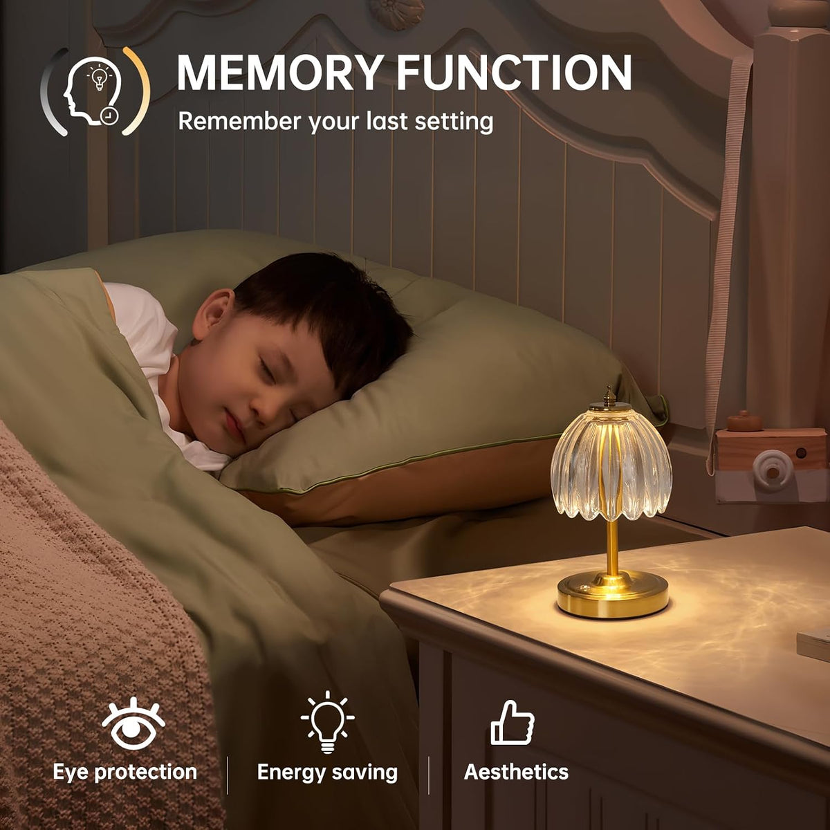 Shenmoyl Set of 2 Tulip Table Lamp with 5200mAh Battery & Touch Control, Cordless Small Table Lamp with 3 Colors