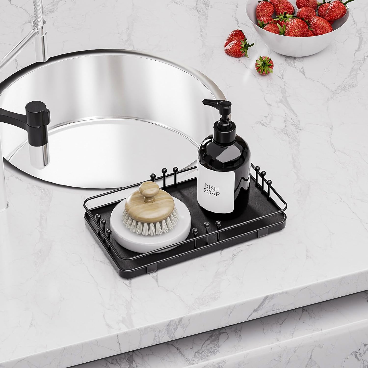 Kitchen Tray for Soap Dispenser Spice Salt / 7.9 x 4.4 x 1.6 / Black + Black