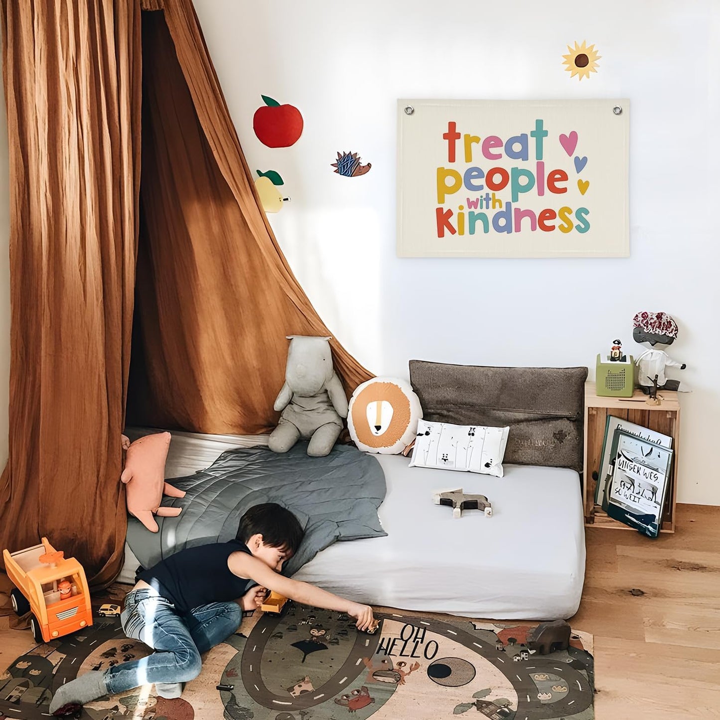 Boho Classroom Decor for Teacher Canvas Banner Tapestry / Treat People with Kindness