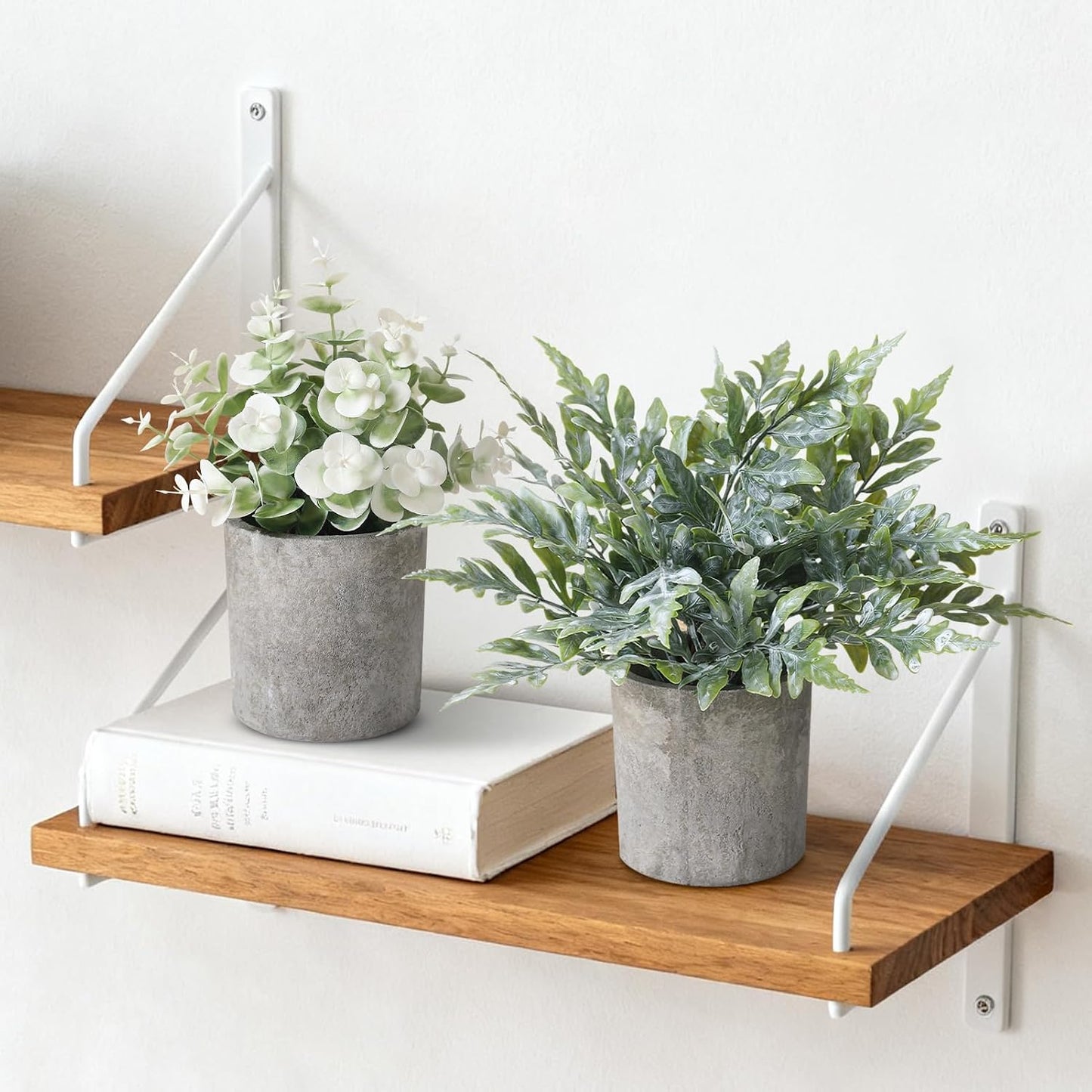 Mini Potted Fake Plants Artificial Plastic Indoor Eucalyptus Plants / Green / Set of 3