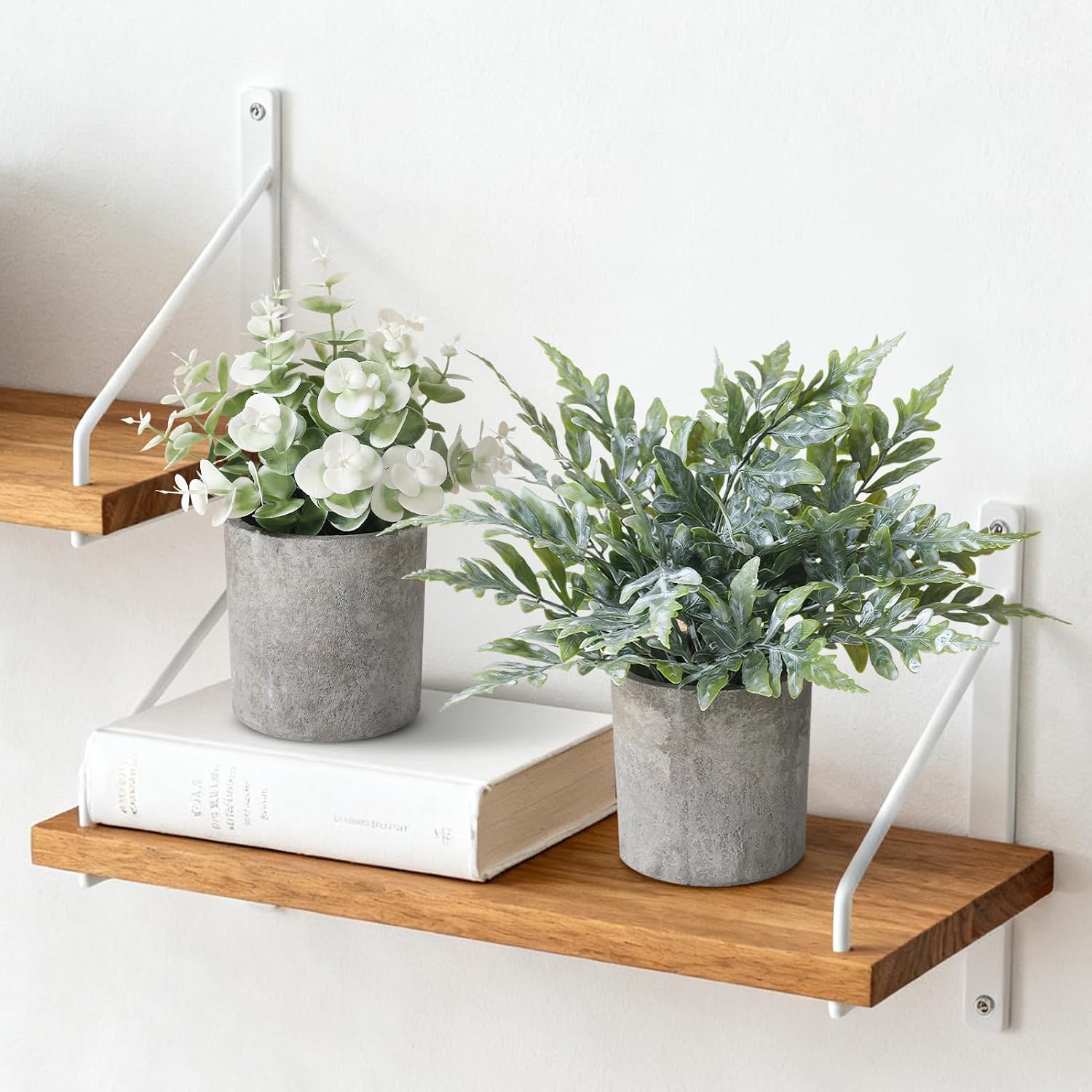 Mini Potted Fake Plants Artificial Plastic Indoor Eucalyptus Plants / Green / Set of 3