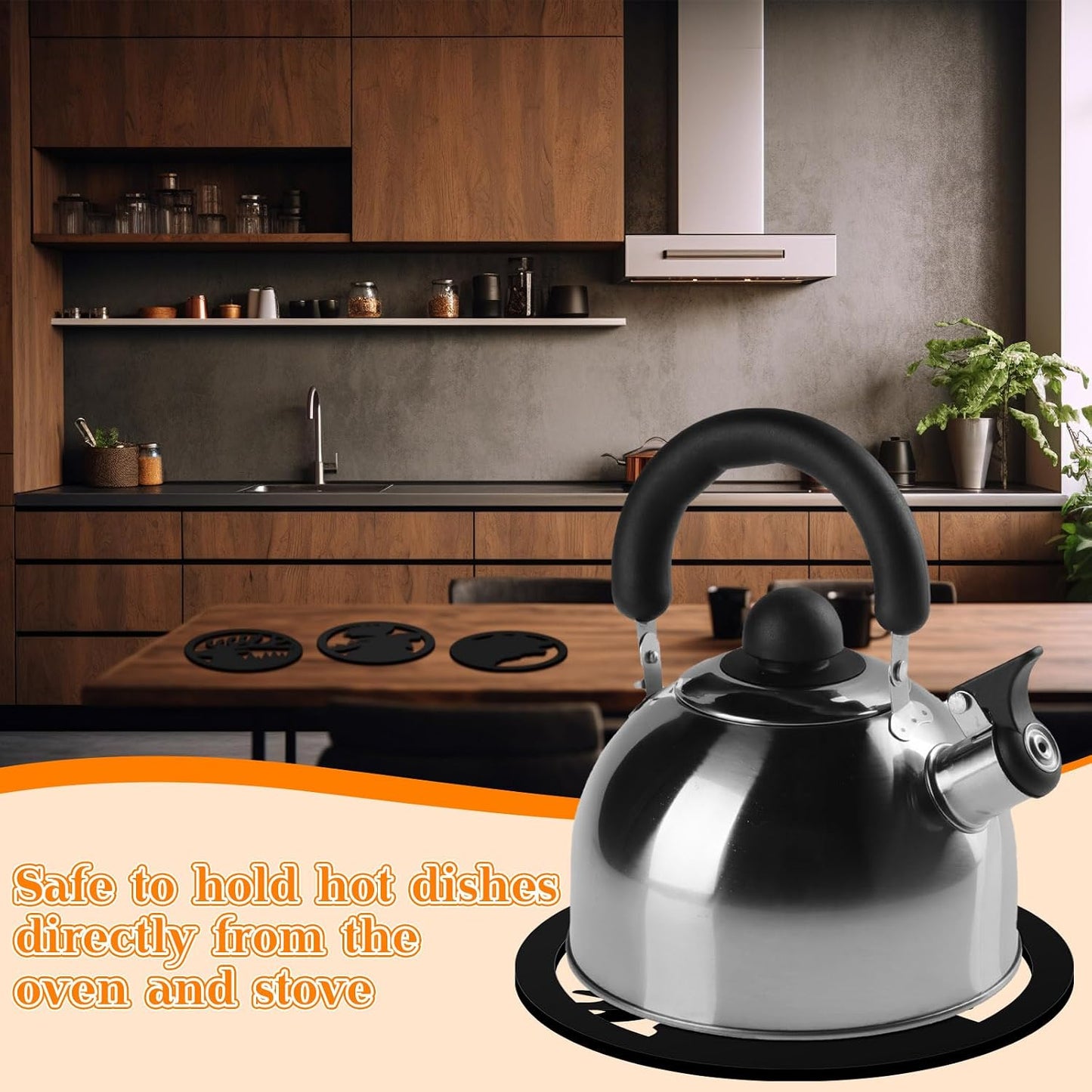 Reallnaive 3 Pcs Cast Iron Trivets Cookware Black Bear Kitchen Accessories 7.87 Inch Metal Trivets for Hot Dishes Dutch