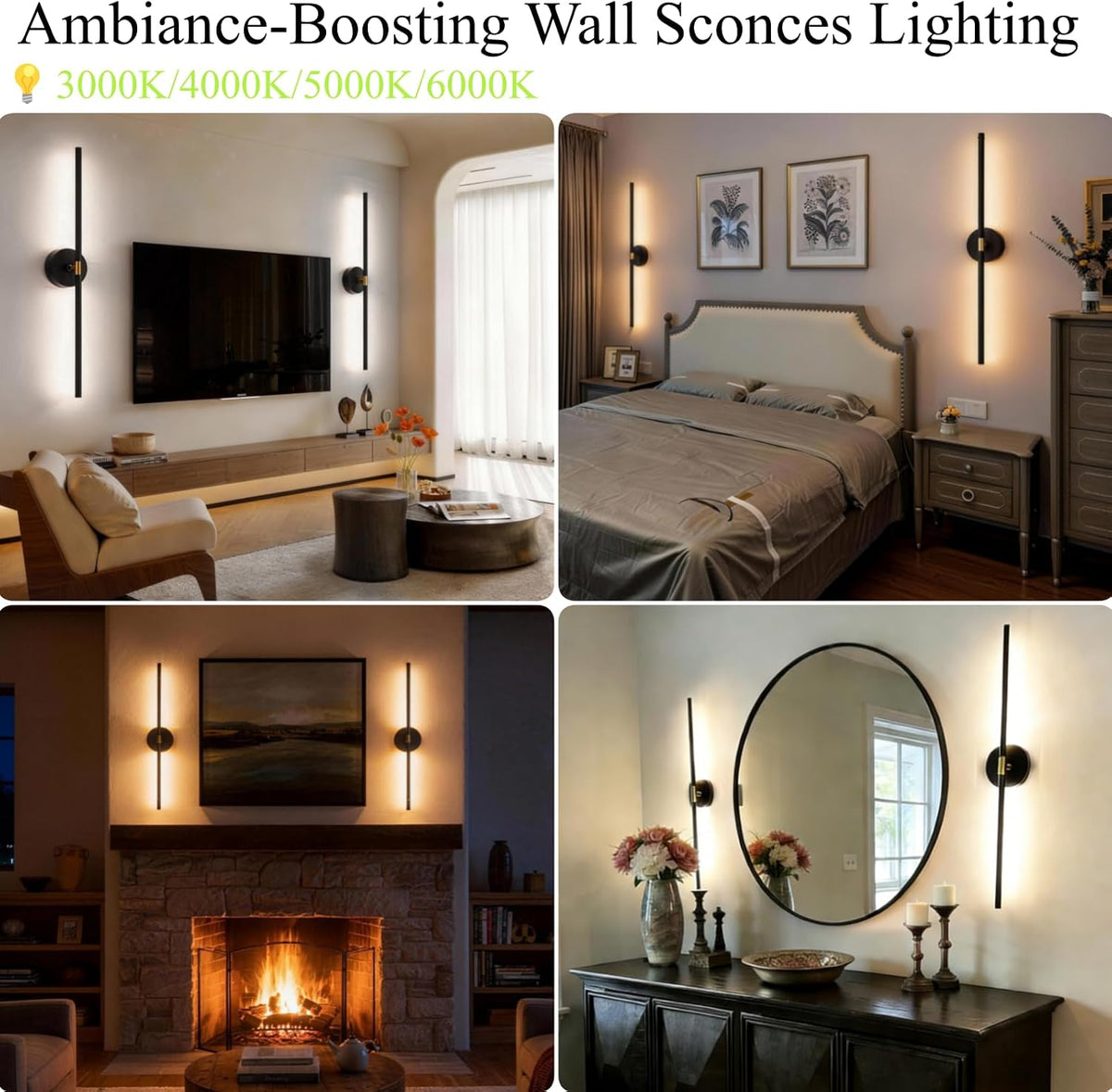 Battery Operated Wall Sconce Set of 2: 10000mAh Wireless Sconces Rechargeable Wall Lights with Touch and Remote, 360°