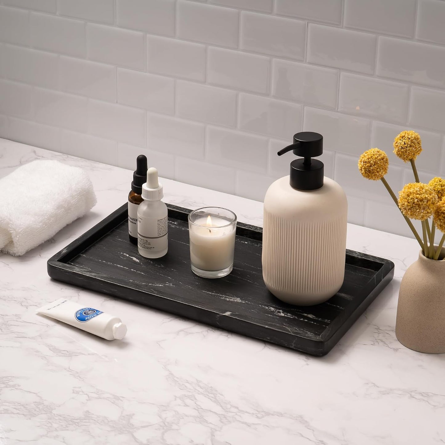 Marble Tray / ½" Large Vanity Tray / Black / 13 x 7.5 x 0.8