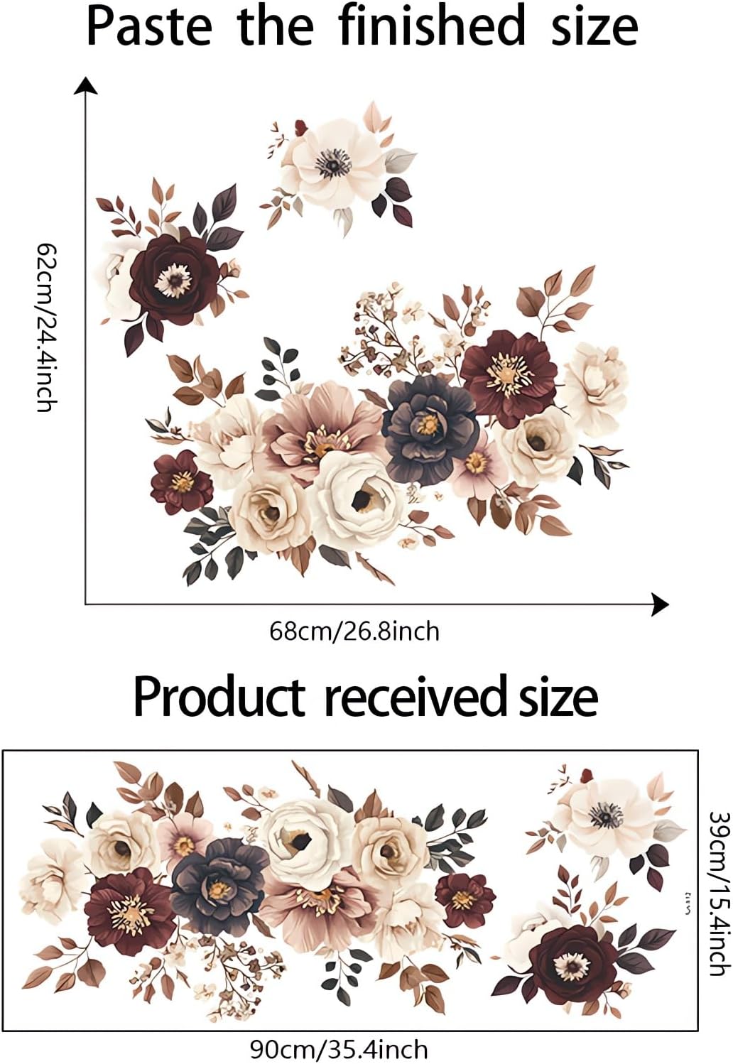 Elegant Peony Rose Flower Wall Stickers